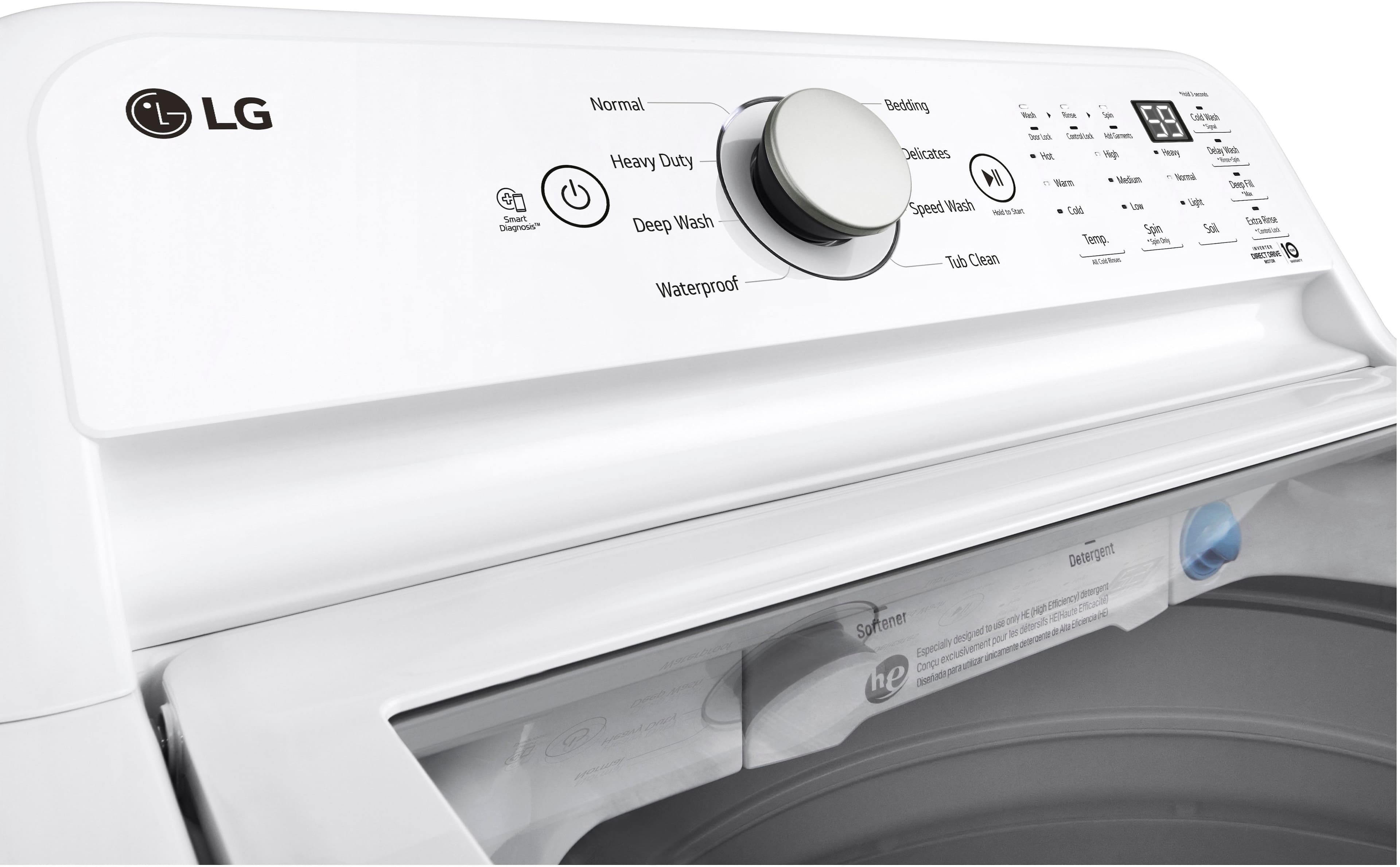 Alt View 13. LG - 4.8 Cu. Ft. High-Efficiency Top Load Washer with 4 Way Agitator - White.