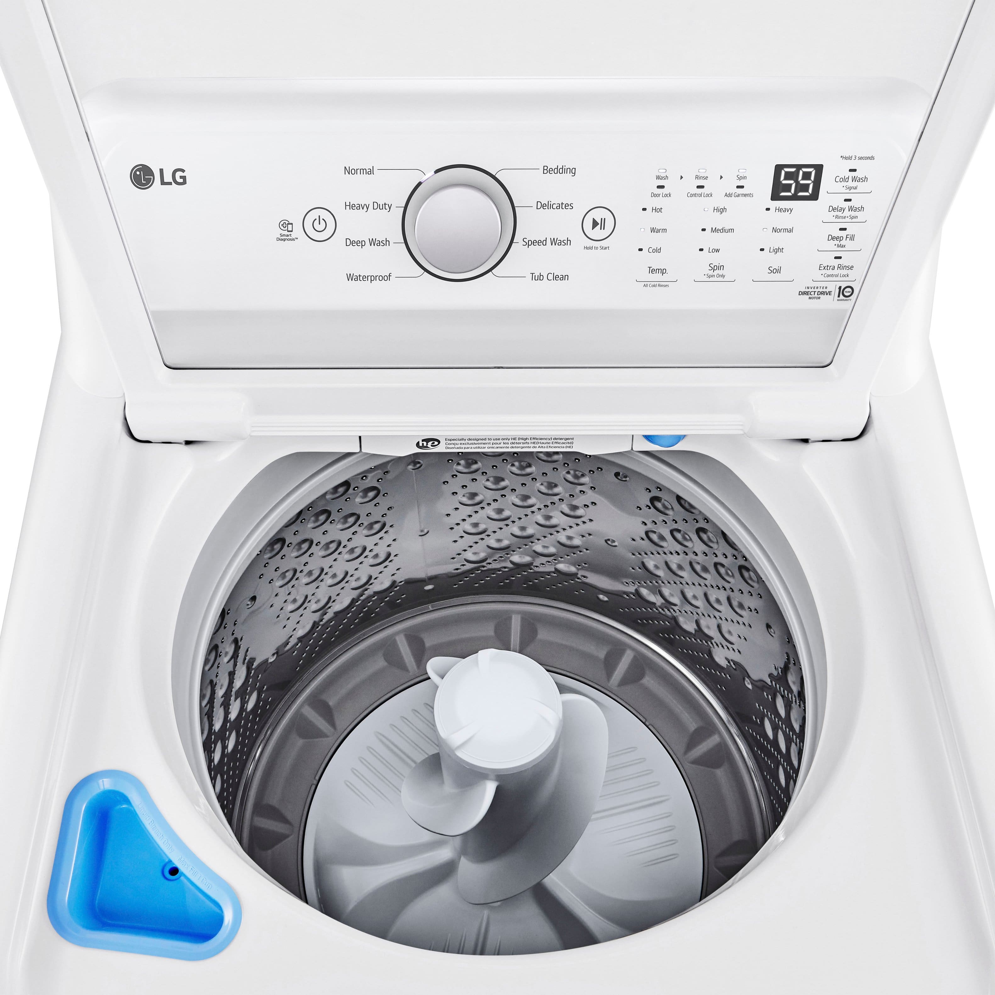 Alt View 14. LG - 4.8 Cu. Ft. High-Efficiency Top Load Washer with 4 Way Agitator - White.