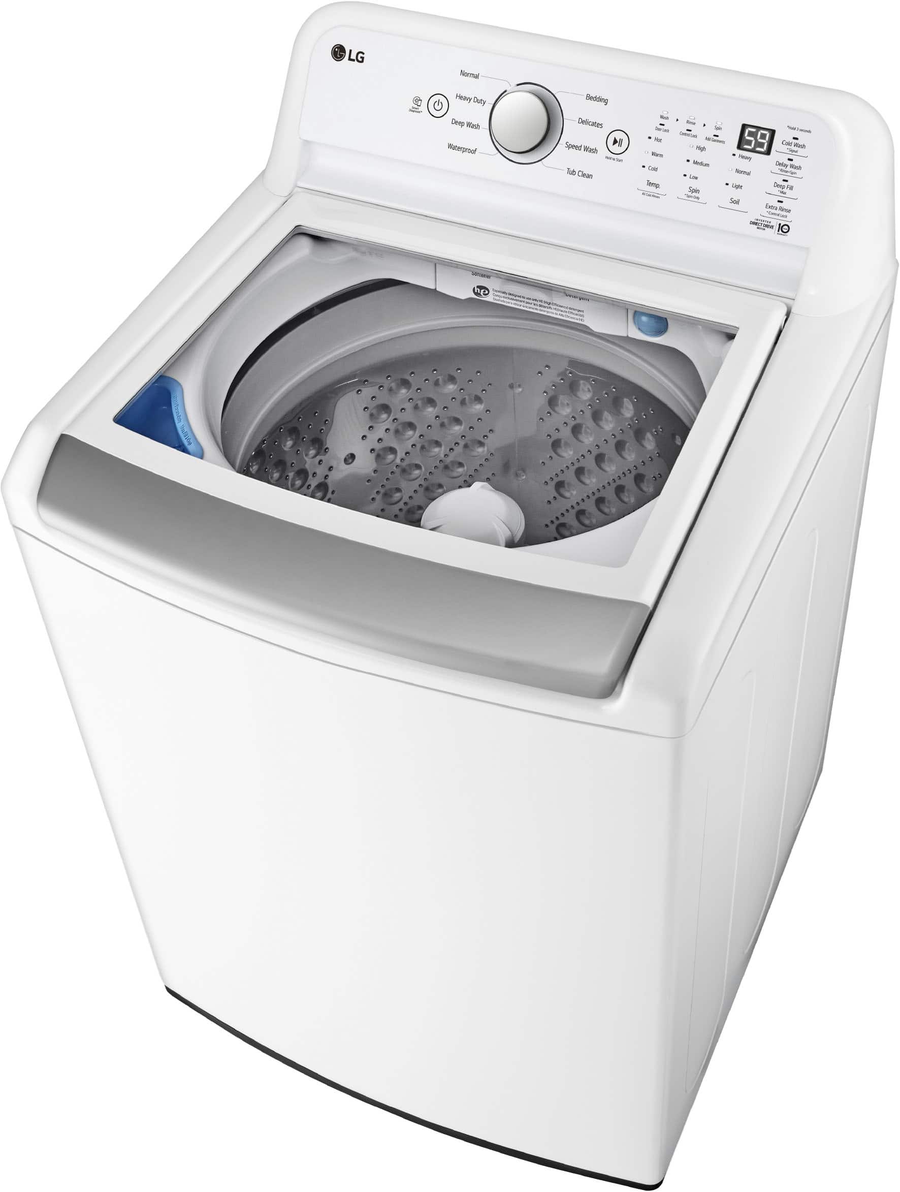 Alt View 19. LG - 4.8 Cu. Ft. High-Efficiency Top Load Washer with 4 Way Agitator - White.