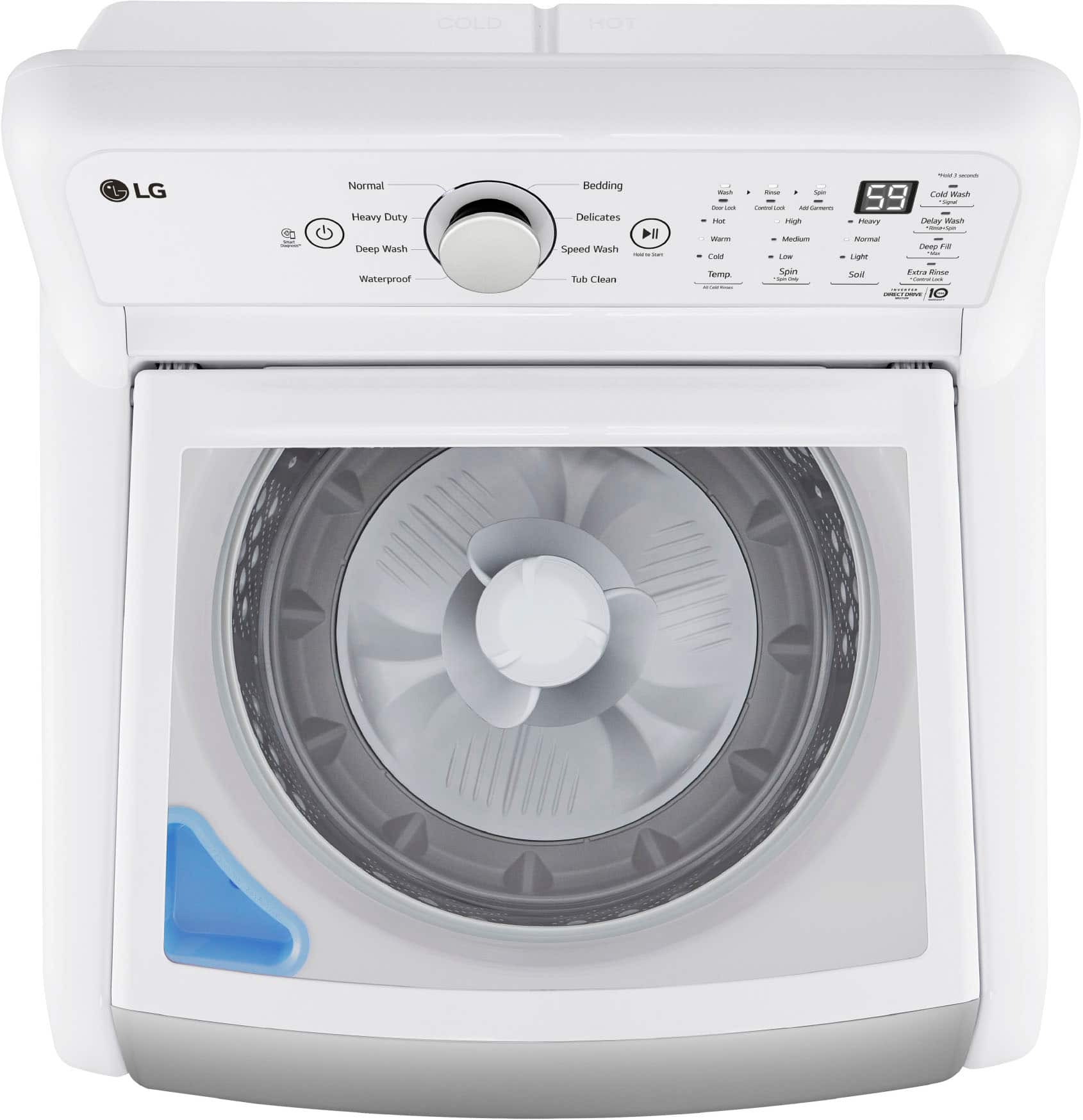 Alt View 20. LG - 4.8 Cu. Ft. High-Efficiency Top Load Washer with 4 Way Agitator - White.