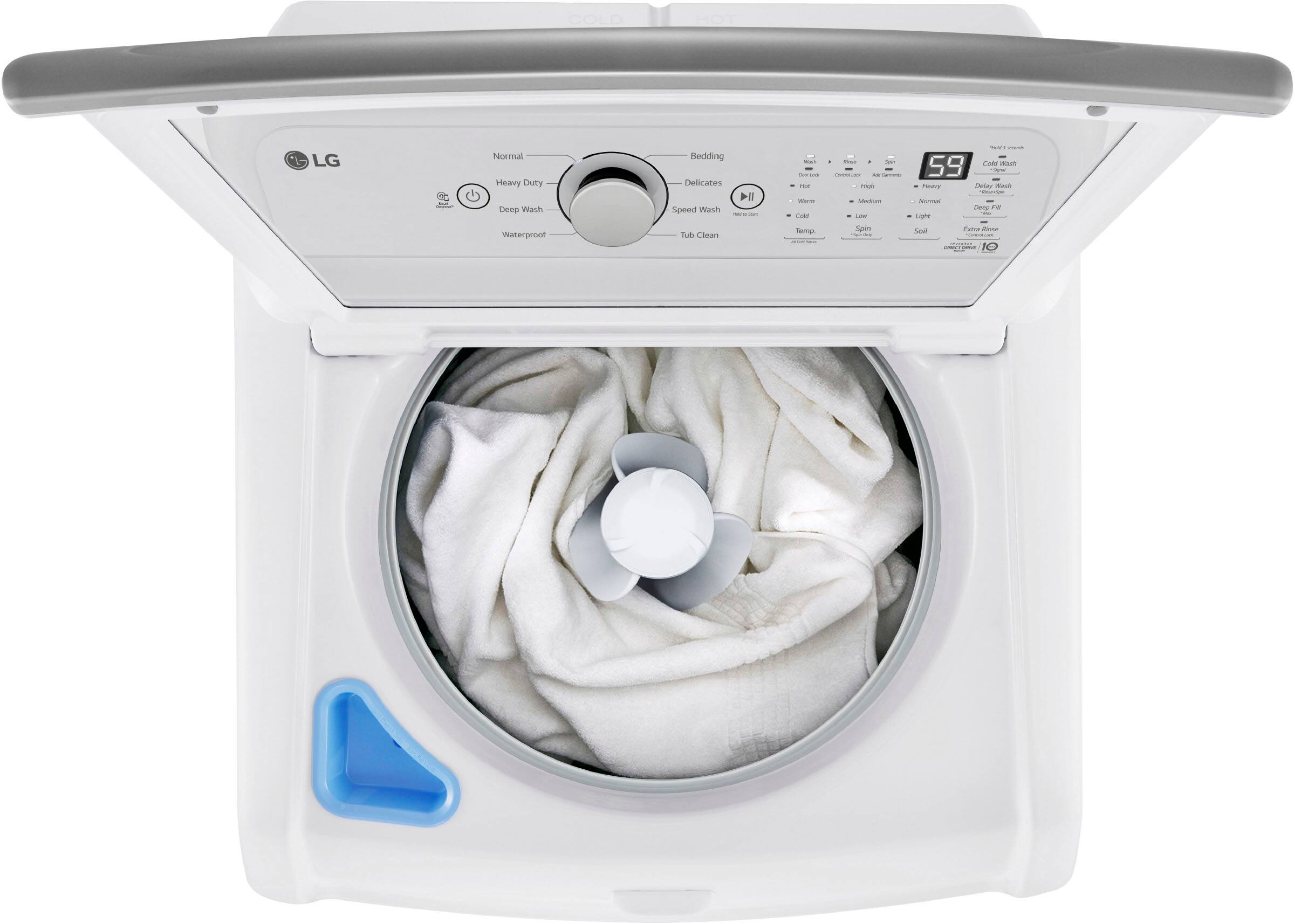 Alt View 21. LG - 4.8 Cu. Ft. High-Efficiency Top Load Washer with 4 Way Agitator - White.