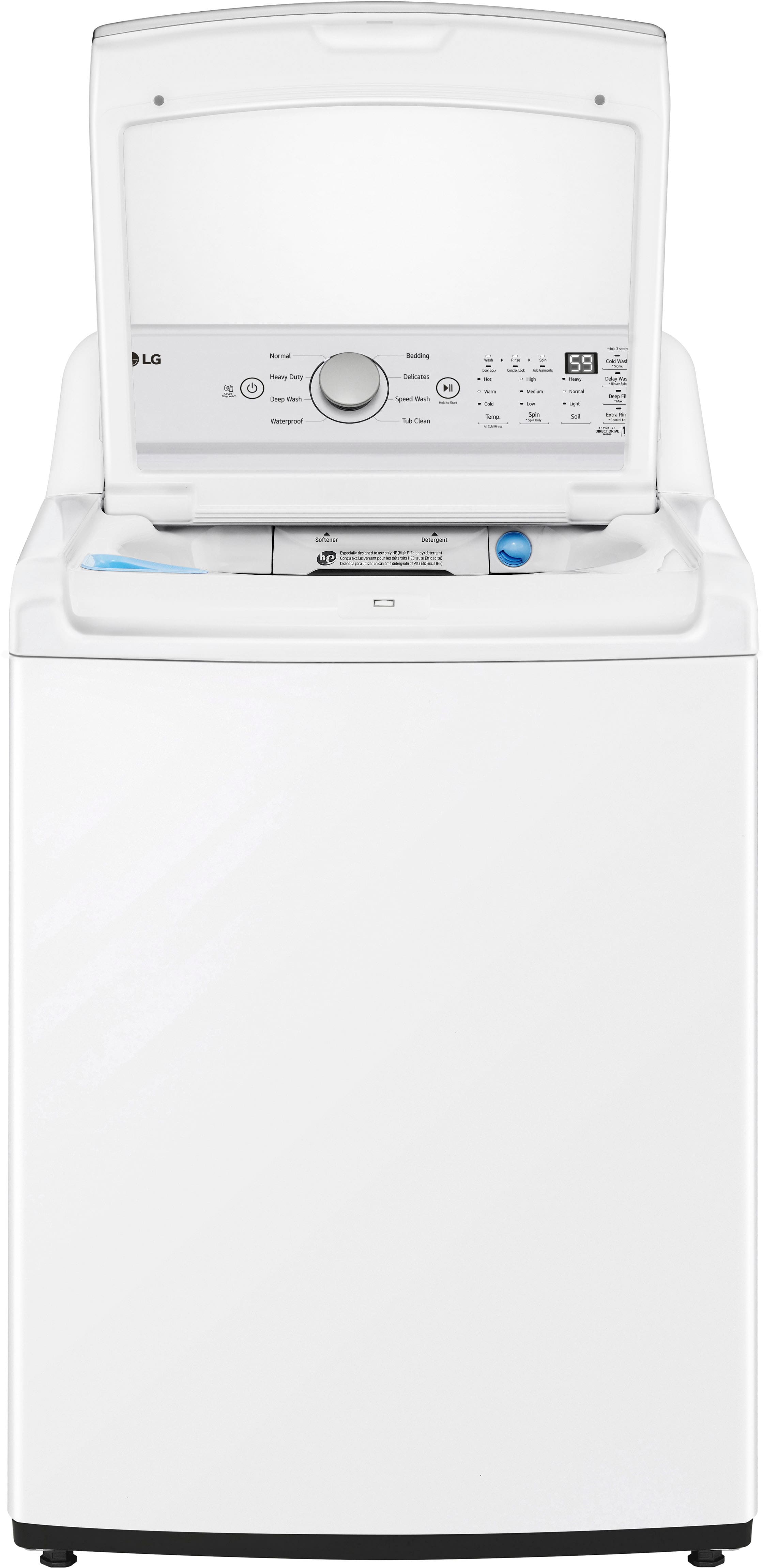 Alt View 11. LG - 4.8 Cu. Ft. High-Efficiency Top Load Washer with 4 Way Agitator - White.