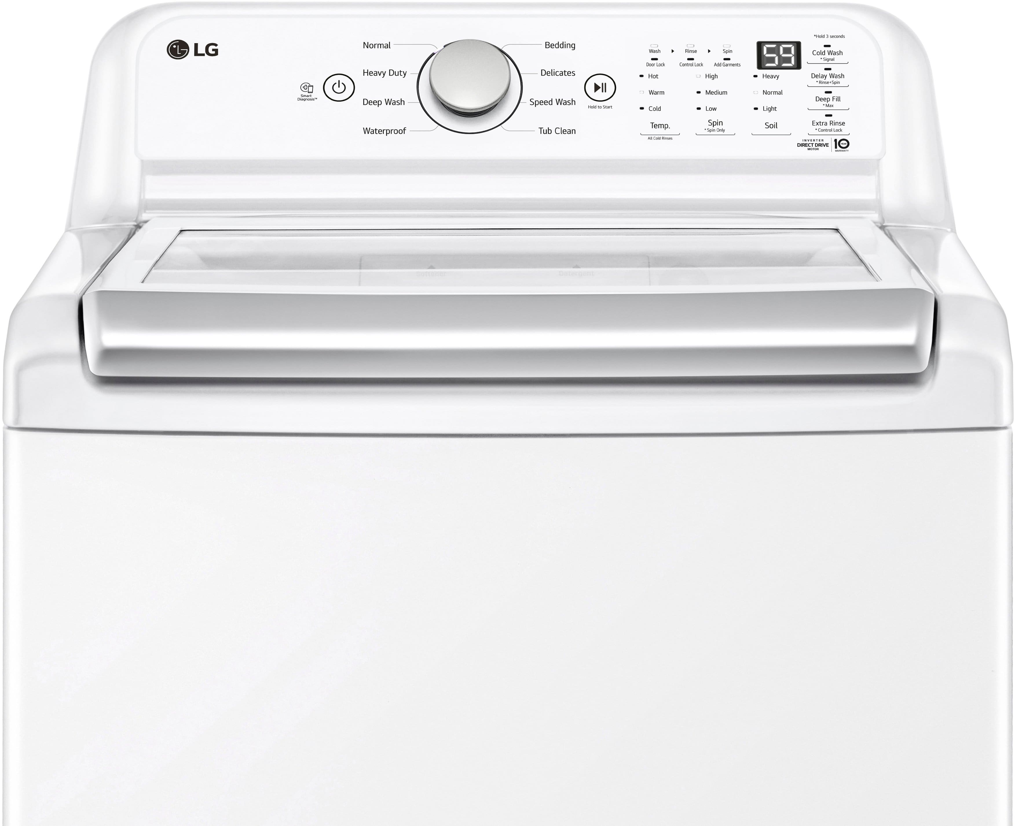 Alt View 12. LG - 4.8 Cu. Ft. High-Efficiency Top Load Washer with 4 Way Agitator - White.