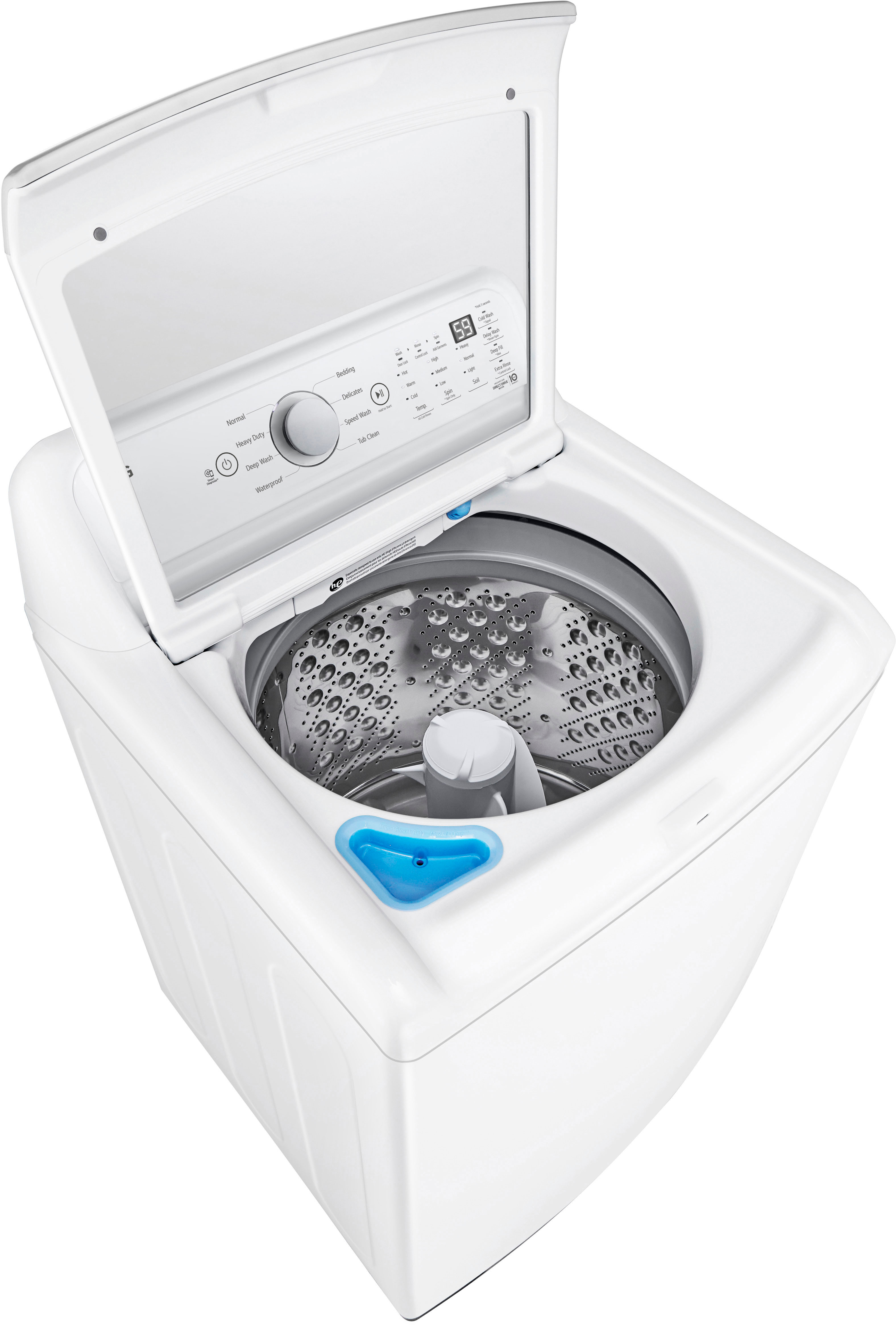 Left View: LG - 4.8 Cu. Ft. High-Efficiency Smart Top Load Washer with 4 Way Agitator and TurboDrum - White