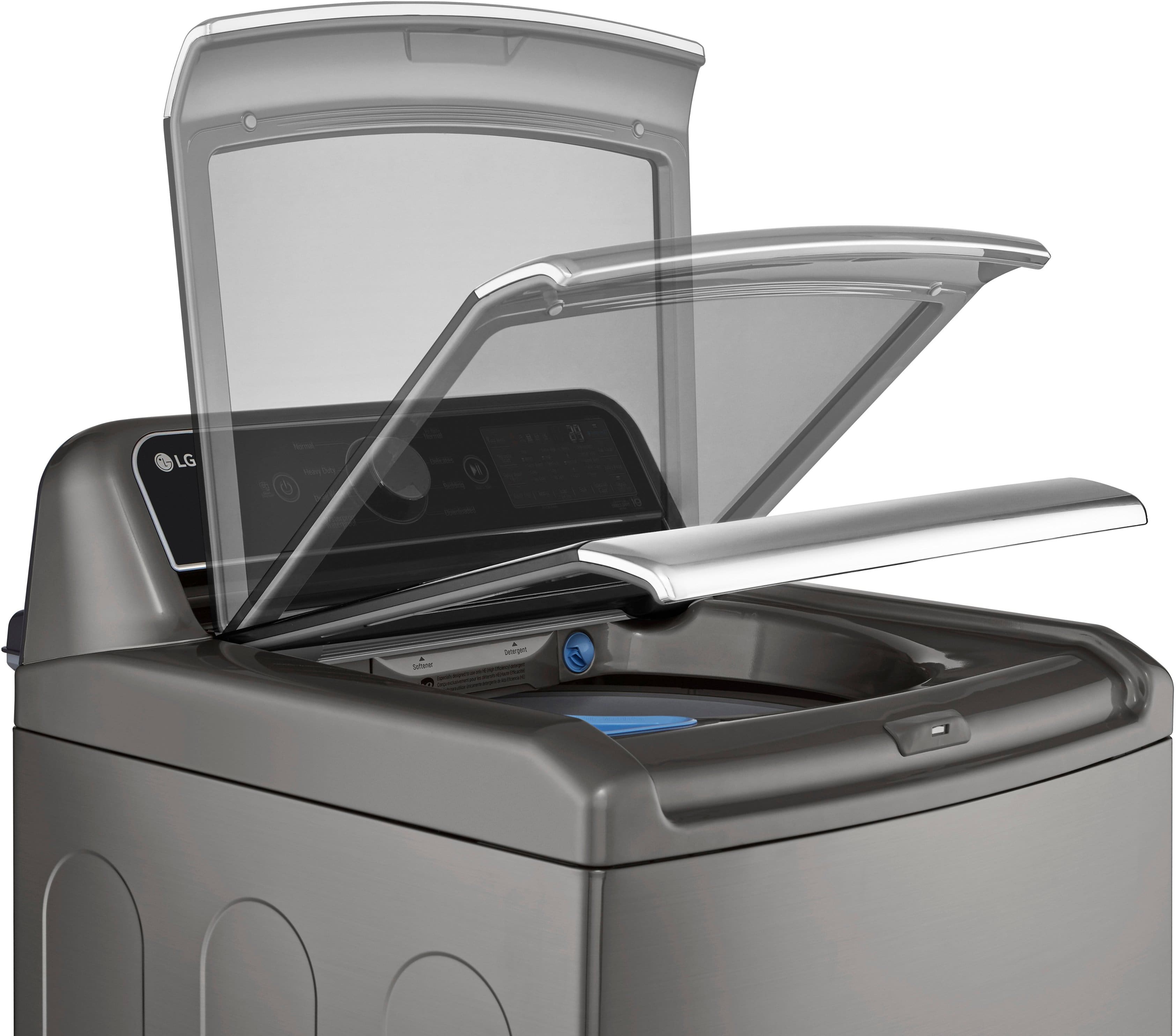 Angle. LG - 5.5 Cu. Ft. High Efficiency Smart Top Load Washer with TurboWash3D - Graphite Steel.