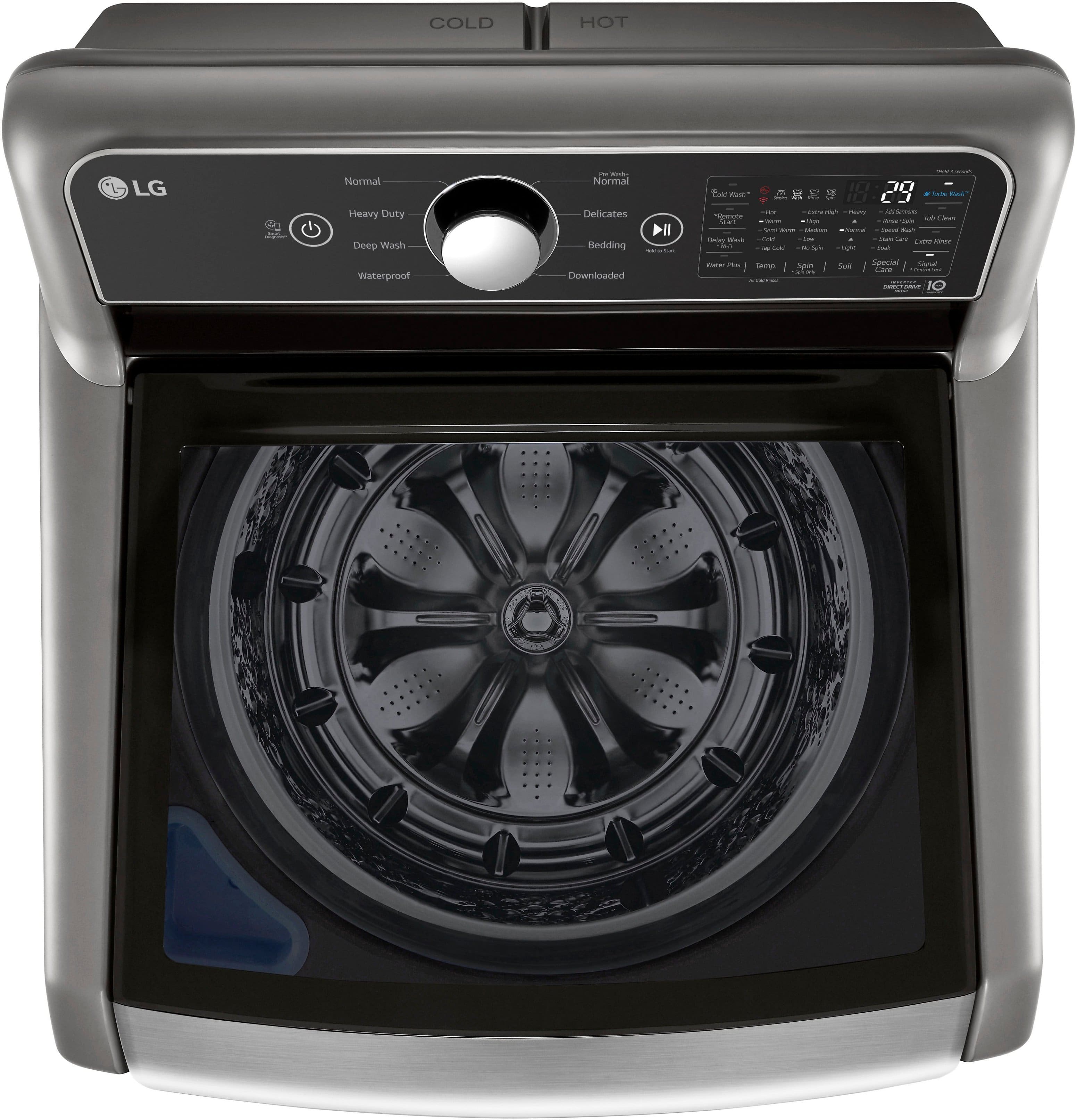 Alt View 16. LG - 5.5 Cu. Ft. High Efficiency Smart Top Load Washer with TurboWash3D - Graphite Steel.