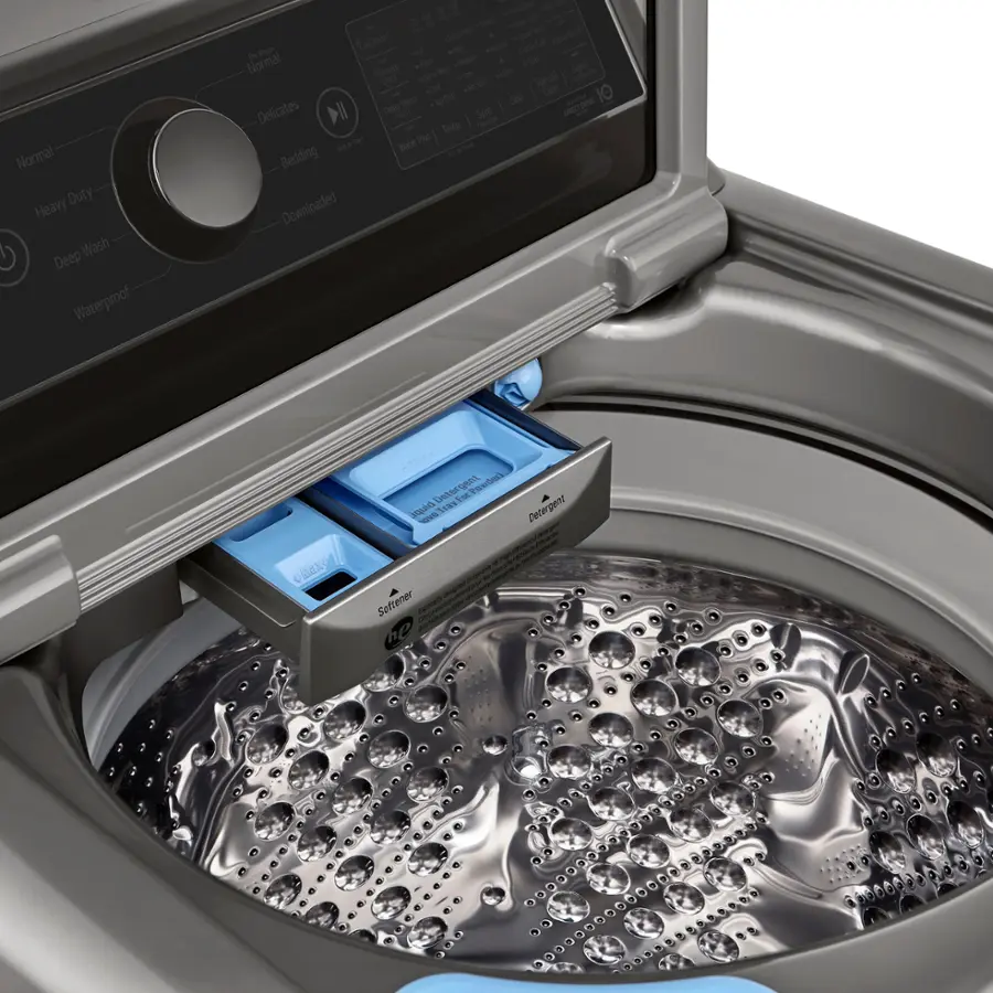 Alt View 21. LG - 5.5 Cu. Ft. High Efficiency Smart Top Load Washer with TurboWash3D - Graphite Steel.
