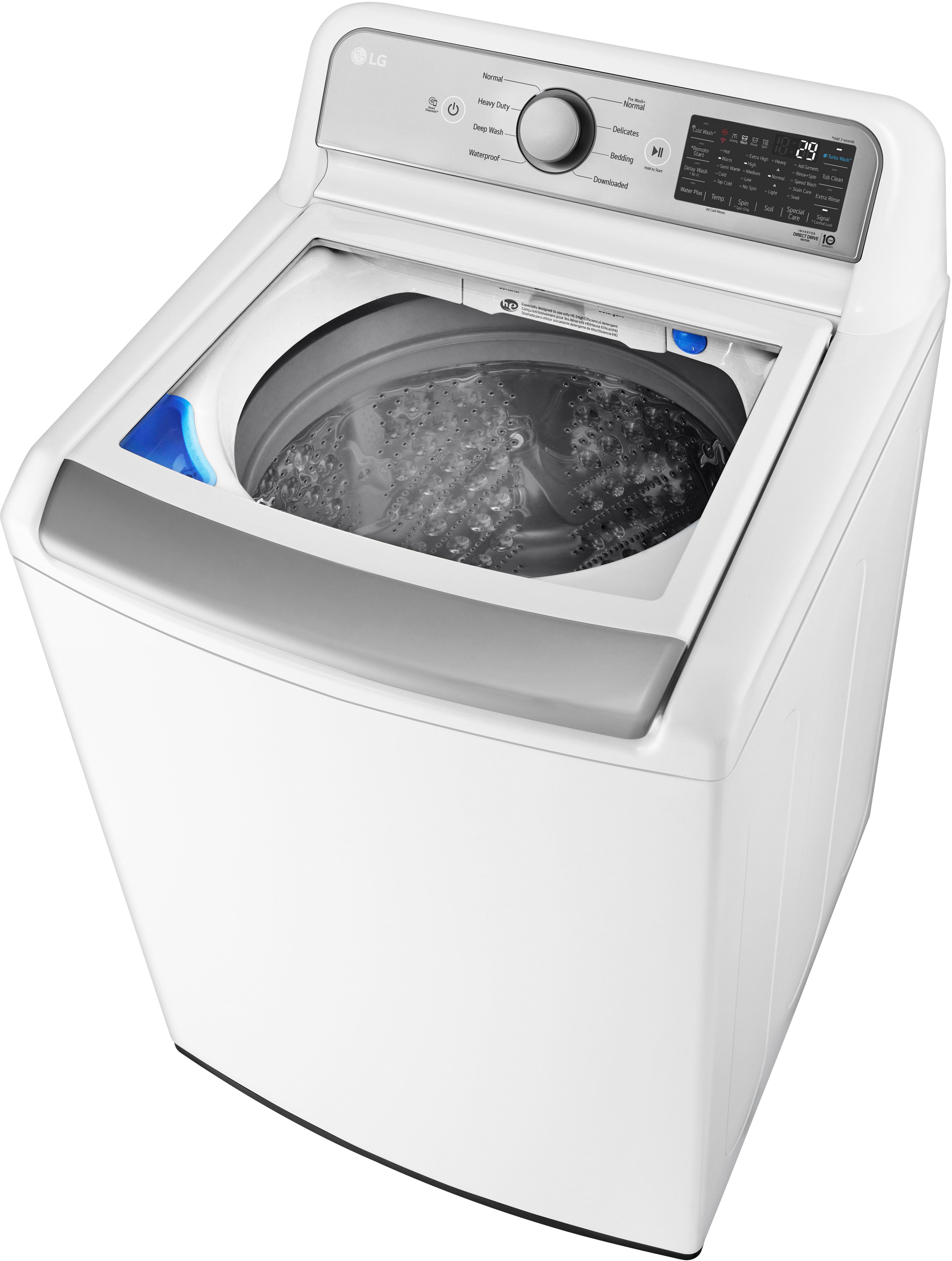 Alt View 12. LG - 5.5 Cu. Ft. High Efficiency Smart Top Load Washer with TurboWash3D - White.