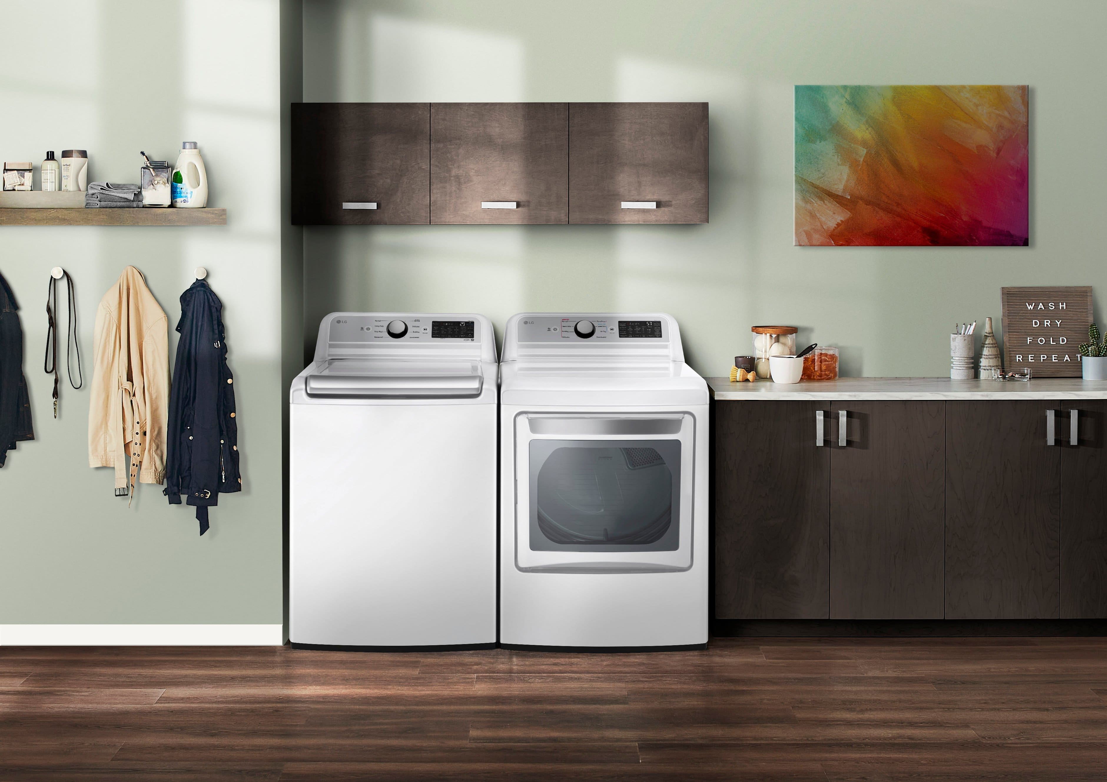 Left. LG - 5.5 Cu. Ft. High Efficiency Smart Top Load Washer with TurboWash3D - White.