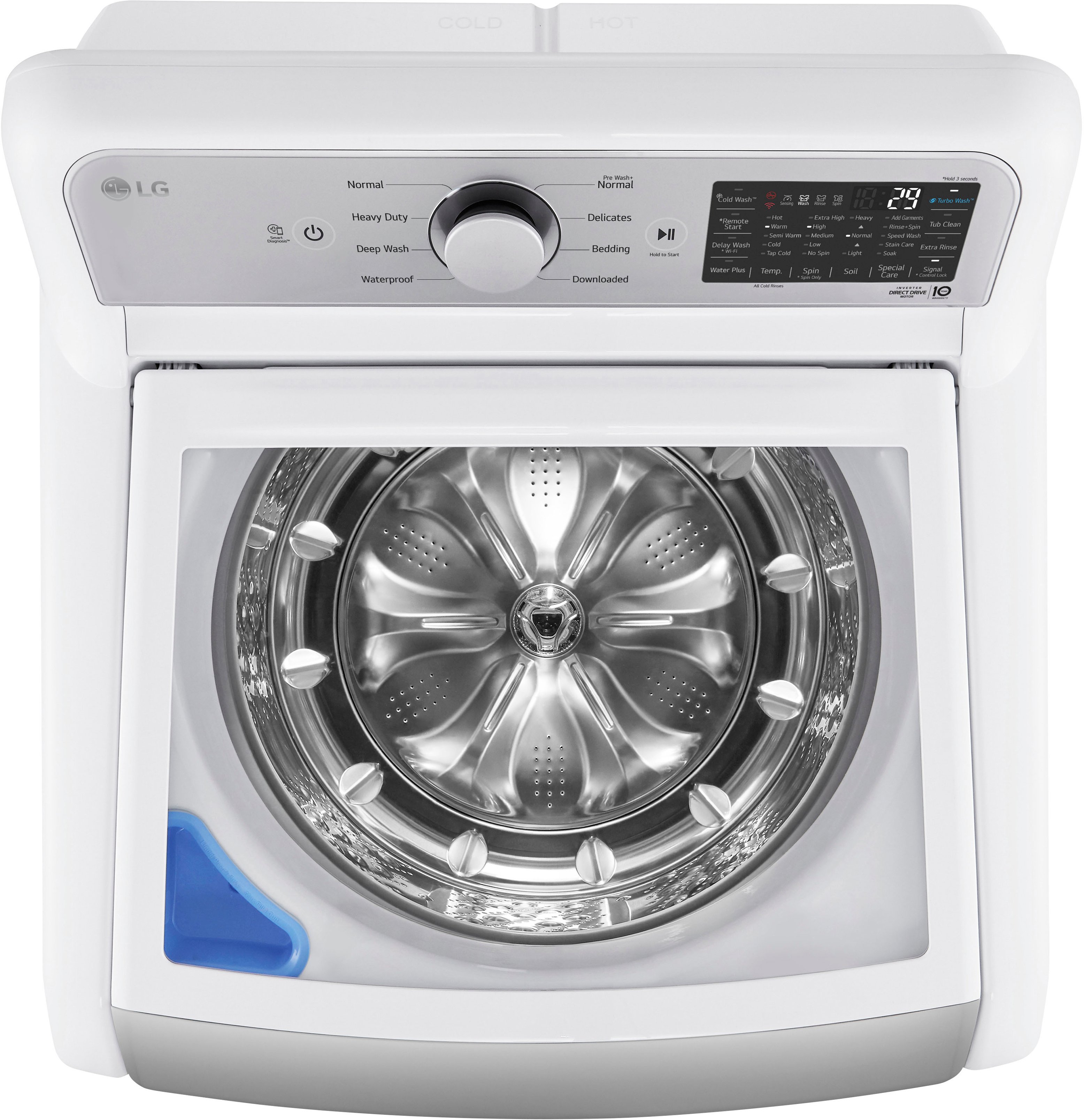 Left View: LG - 5.5 Cu. Ft. High Efficiency Smart Top Load Washer with TurboWash3D - White
