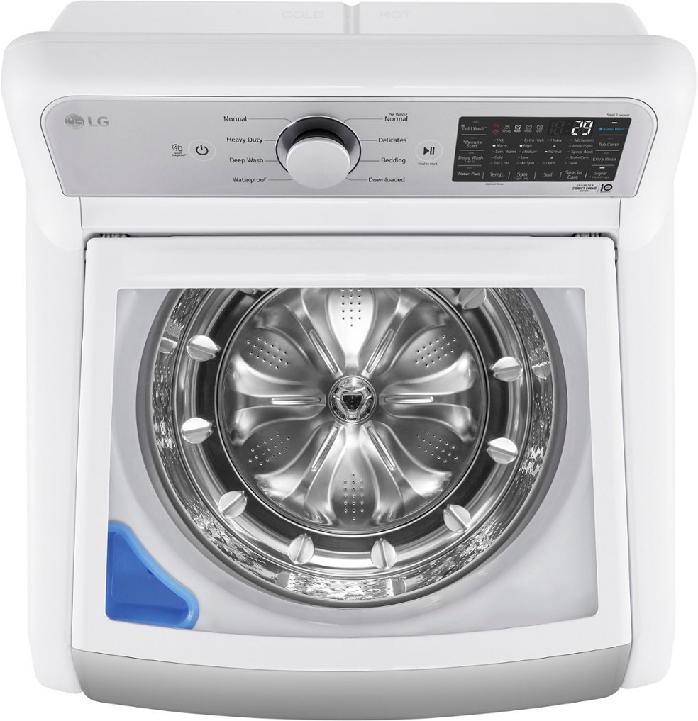 Zoom in on Left Zoom. LG - 5.5 Cu. Ft. High Efficiency Smart Top Load Washer with TurboWash3D - White.