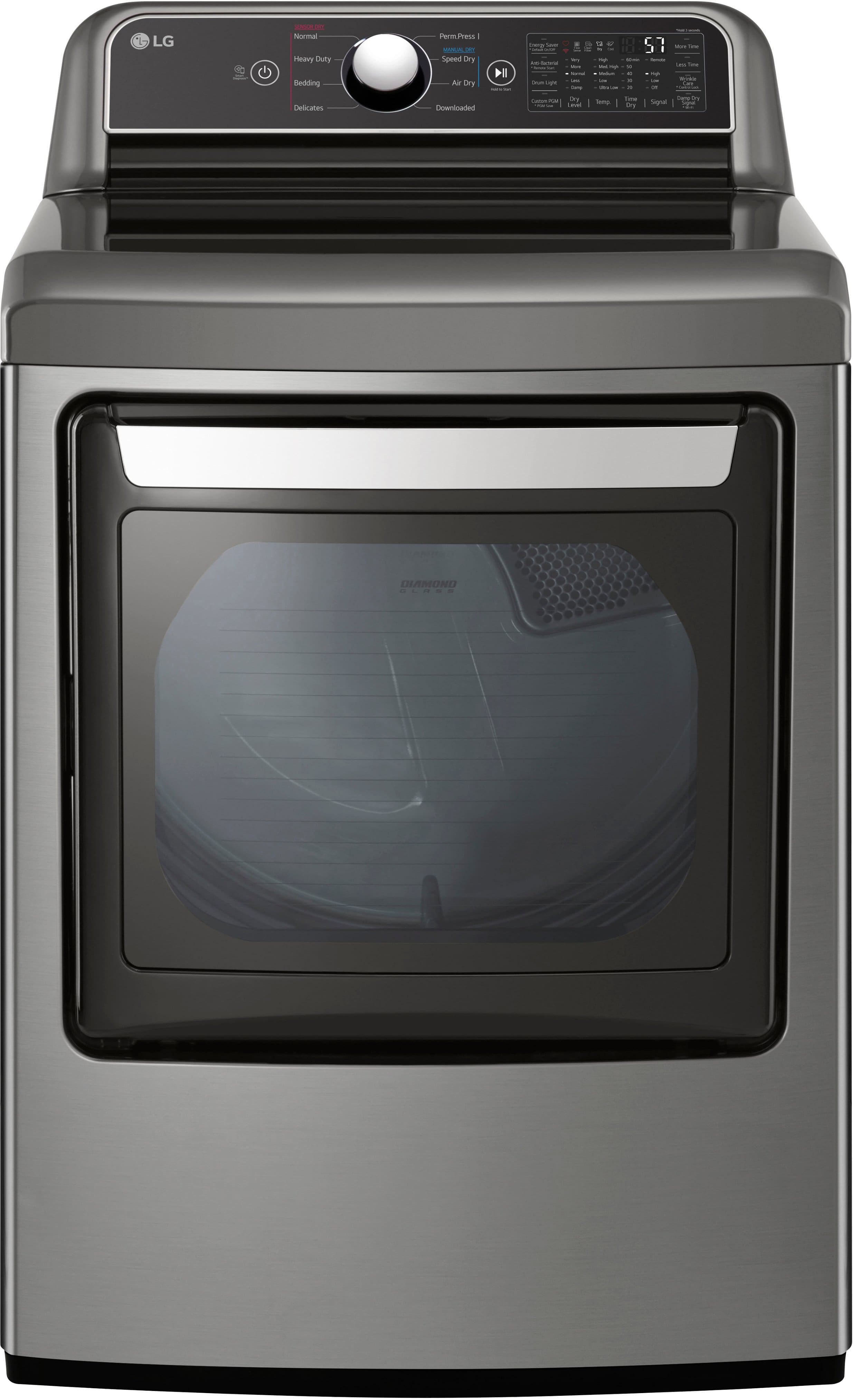 Front. LG - 7.3 Cu. Ft. Smart Electric Dryer with EasyLoad Door - Graphite Steel.