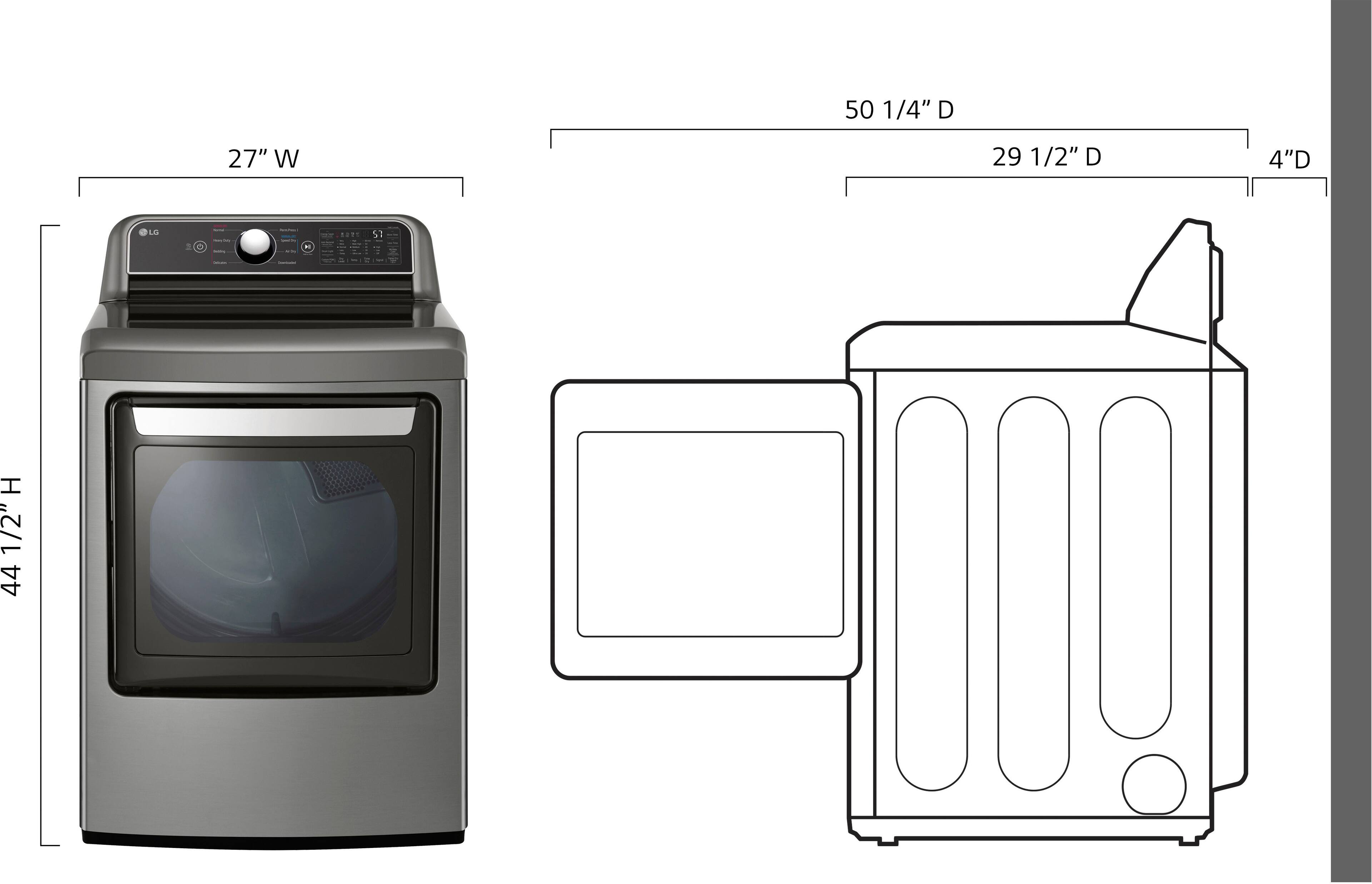Left. LG - 7.3 Cu. Ft. Smart Electric Dryer with EasyLoad Door - Graphite Steel.