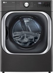 LG - 9.0 Cu. Ft. Stackable Smart Electric Dryer with Steam and Built-In Intelligence - Black Steel - Front_Zoom