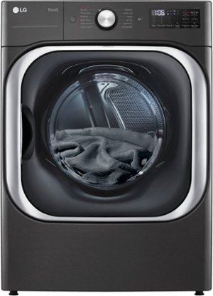 LG - 9.0 Cu. Ft. Stackable Smart Electric Dryer with Steam and Built-In Intelligence - Black Steel