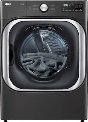 LG - 9.0 Cu. Ft. Stackable Smart Electric Dryer with Steam and Built-In Intelligence - Black Steel