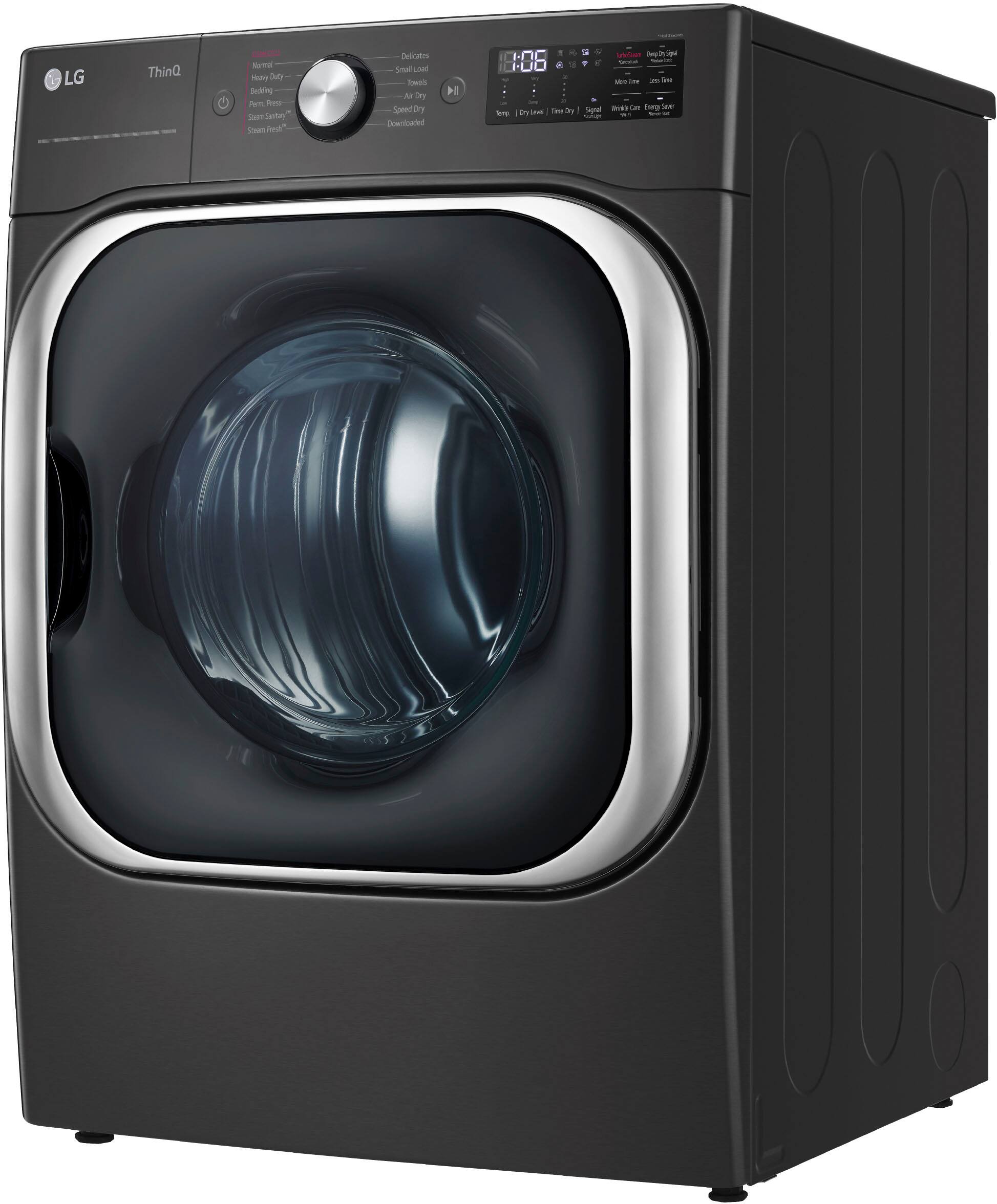 Alt View 16. LG - 9.0 Cu. Ft. Stackable Smart Electric Dryer with Steam and Built-In Intelligence - Black Steel.