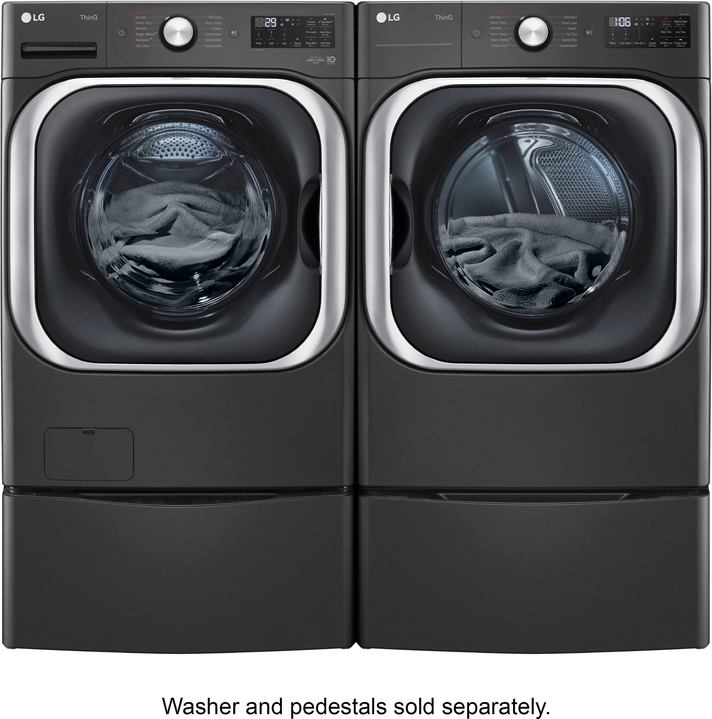 Alt View 18. LG - 9.0 Cu. Ft. Stackable Smart Electric Dryer with Steam and Built-In Intelligence - Black Steel.