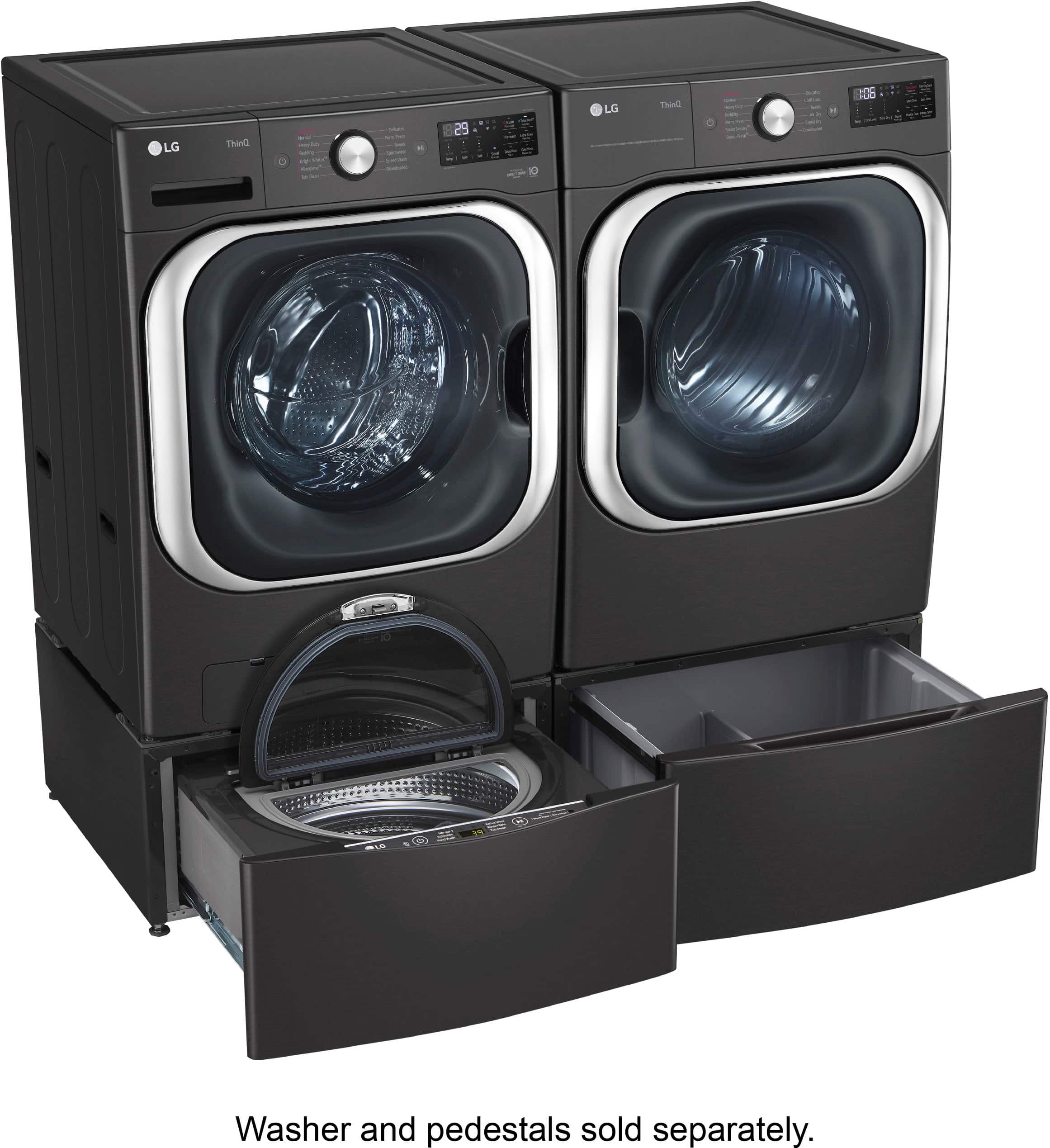 Alt View 19. LG - 9.0 Cu. Ft. Stackable Smart Electric Dryer with Steam and Built-In Intelligence - Black Steel.