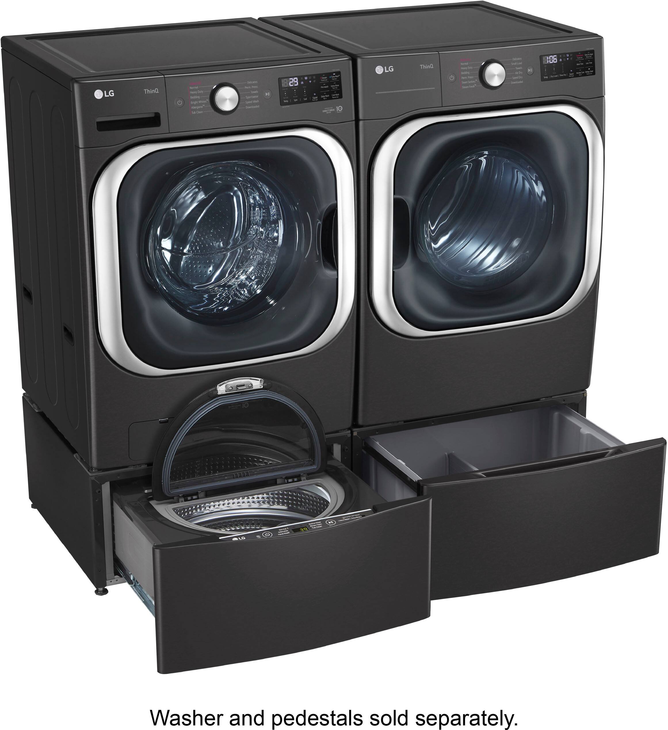 Alt View 19. LG - 9.0 Cu. Ft. Stackable Smart Electric Dryer with Steam and Built-In Intelligence - Black Steel.