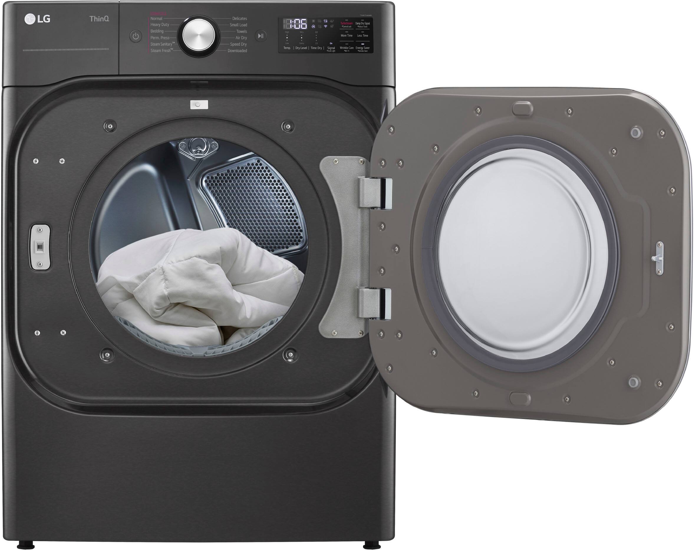 Alt View 6. LG - 9.0 Cu. Ft. Stackable Smart Electric Dryer with Steam and Built-In Intelligence - Black Steel.