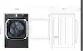 Left. LG - 9.0 Cu. Ft. Stackable Smart Electric Dryer with Steam and Built-In Intelligence - Black Steel.