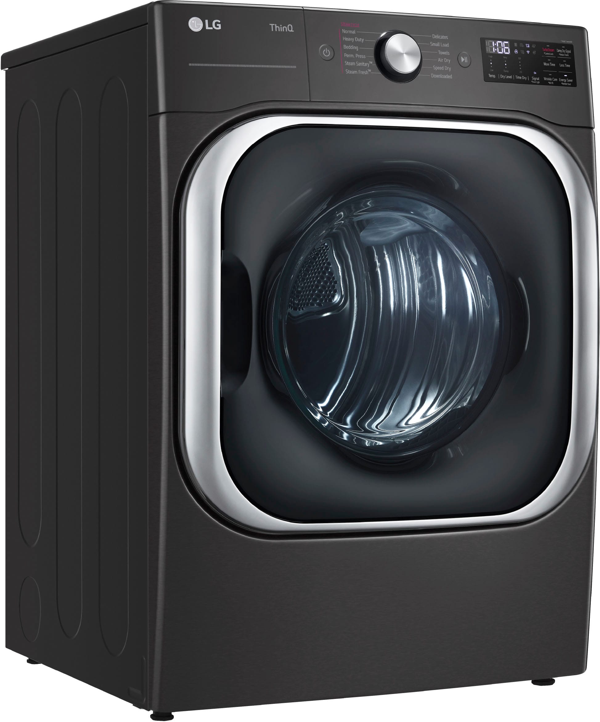 Alt View 12. LG - 9.0 Cu. Ft. Stackable Smart Electric Dryer with Steam and Built-In Intelligence - Black Steel.