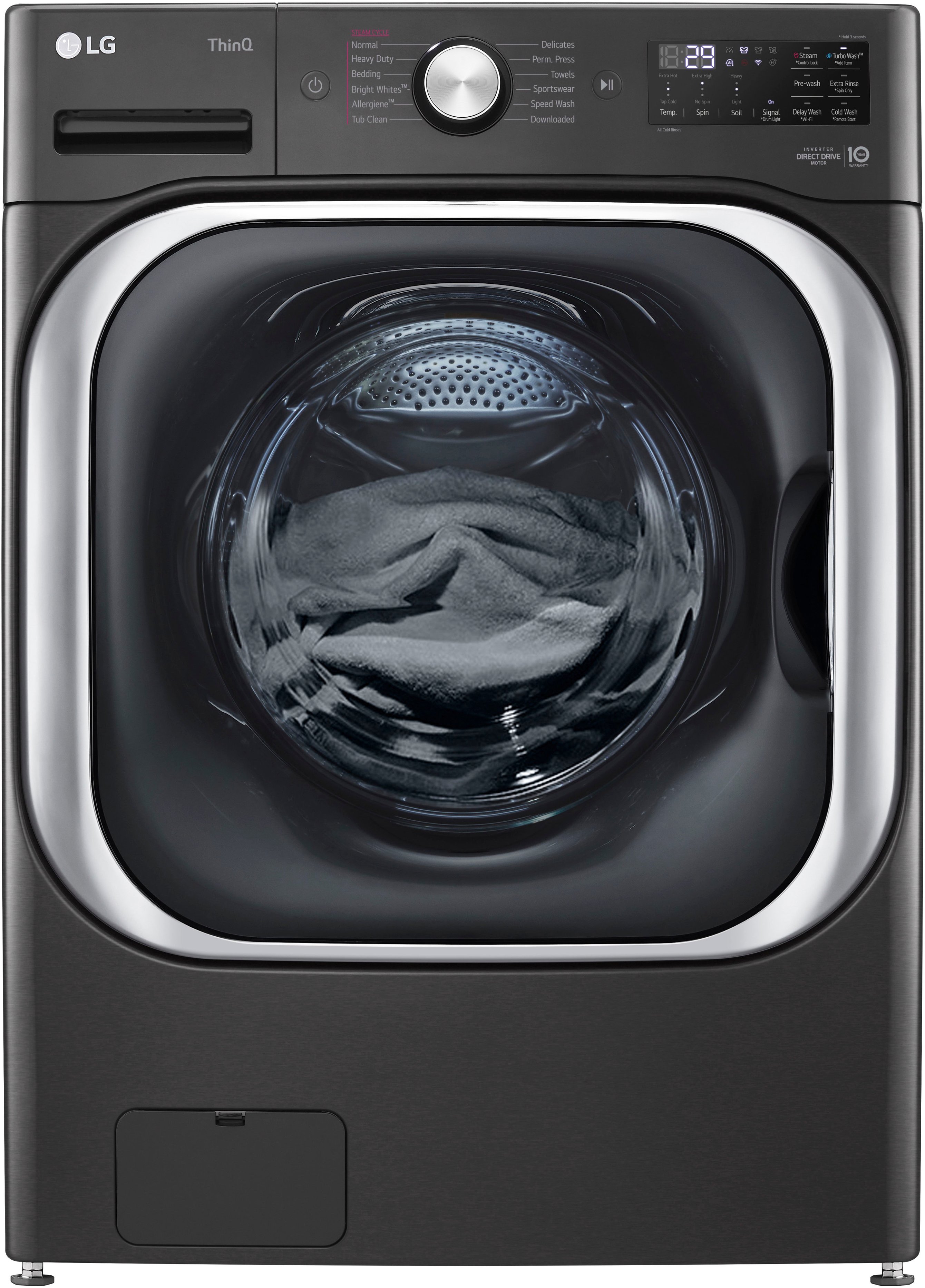 LG 5.0 cu. ft. Stackable SMART Front Load Washer in Black Steel with  TurboWash 360 and ezDispense WM6700HBA - The Home Depot