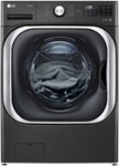 Front. LG - 5.2 Cu. Ft. High-Efficiency Stackable Smart Front Load Washer with Steam and TurboWash - Black Steel.