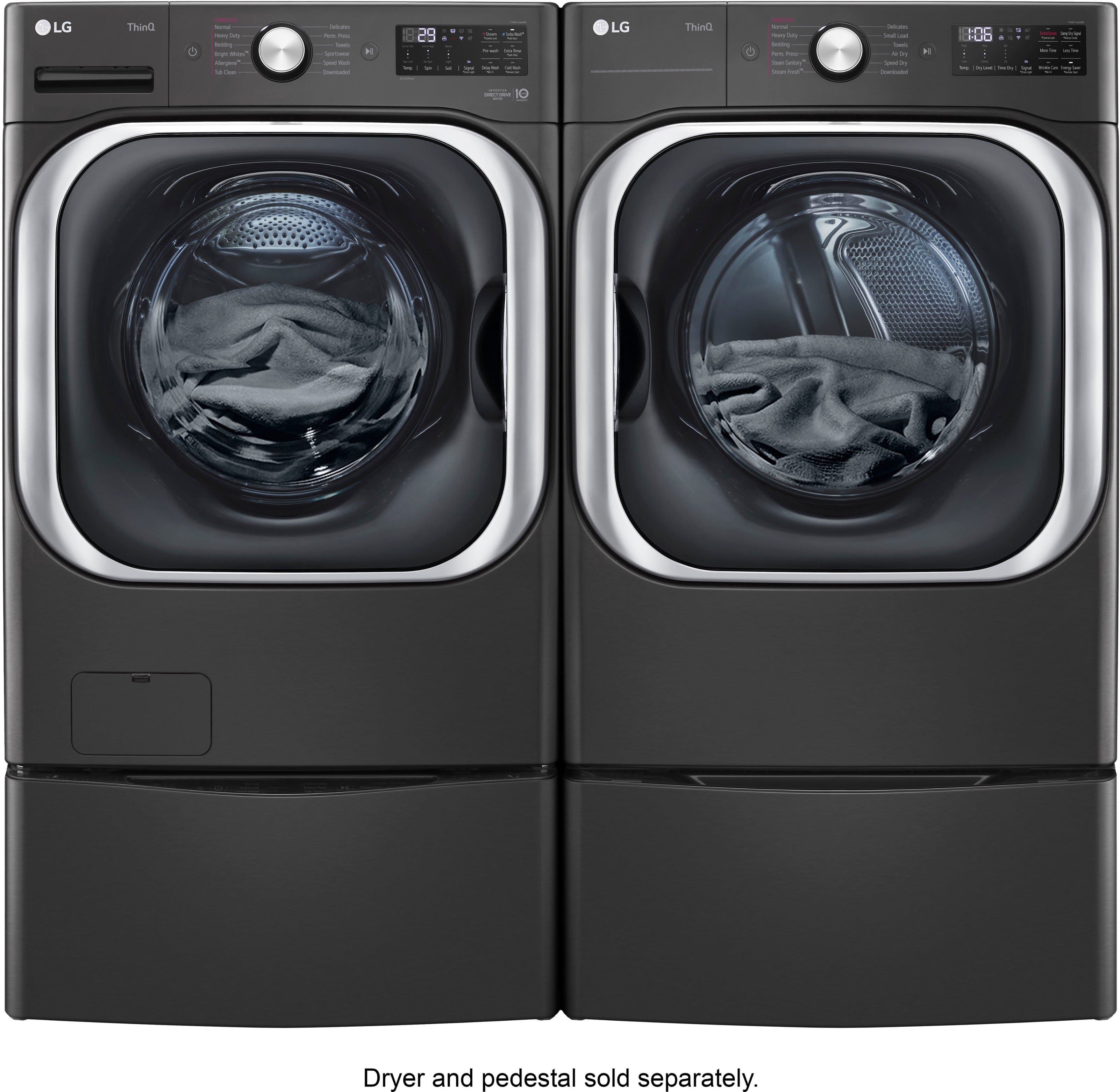 Alt View 19. LG - 5.2 Cu. Ft. High-Efficiency Stackable Smart Front Load Washer with Steam and TurboWash - Black Steel.