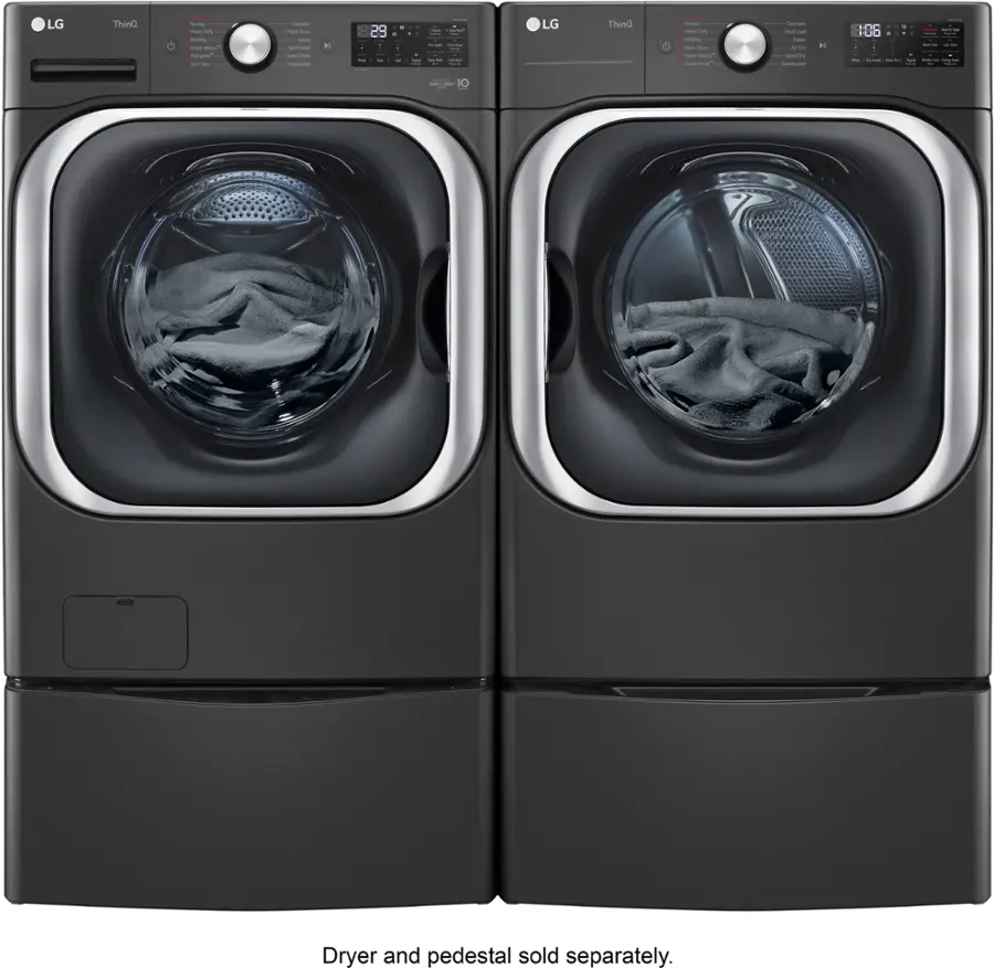 Alt View 19. LG - 5.2 Cu. Ft. High-Efficiency Stackable Smart Front Load Washer with Steam and TurboWash - Black Steel.