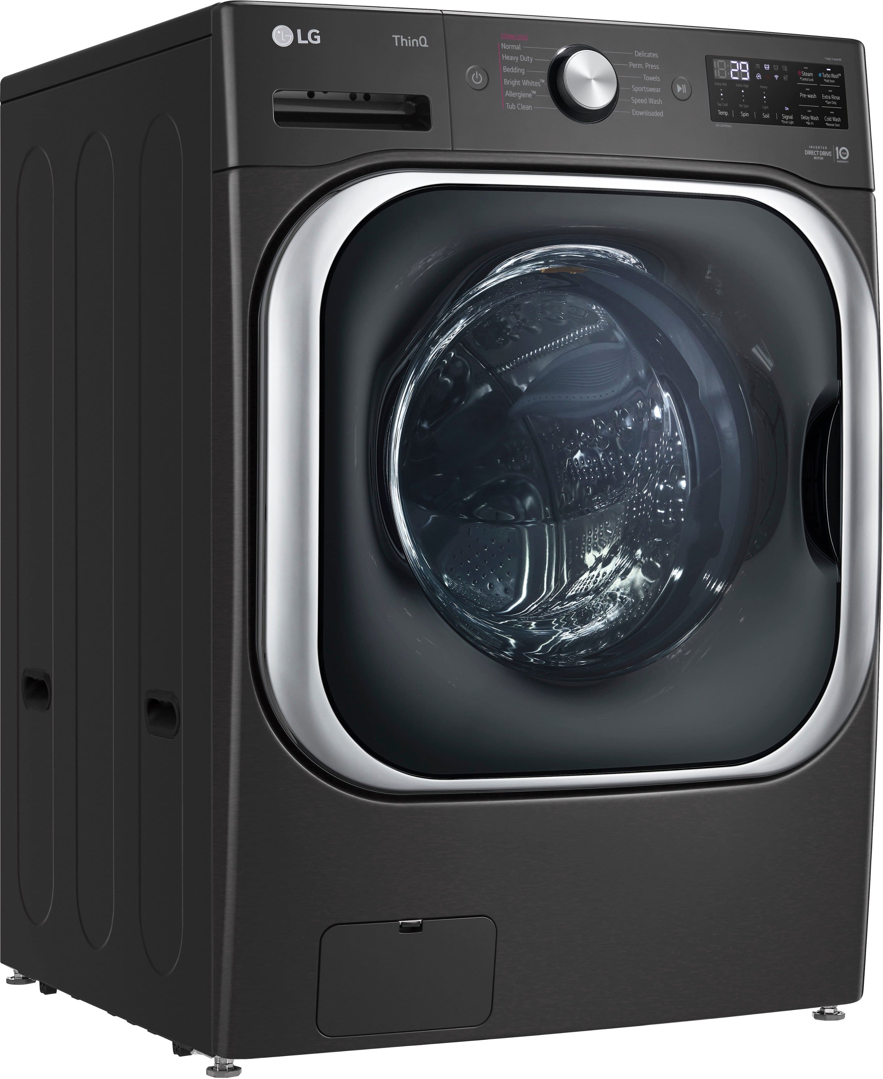 Alt View 12. LG - 5.2 Cu. Ft. High-Efficiency Stackable Smart Front Load Washer with Steam and TurboWash - Black Steel.