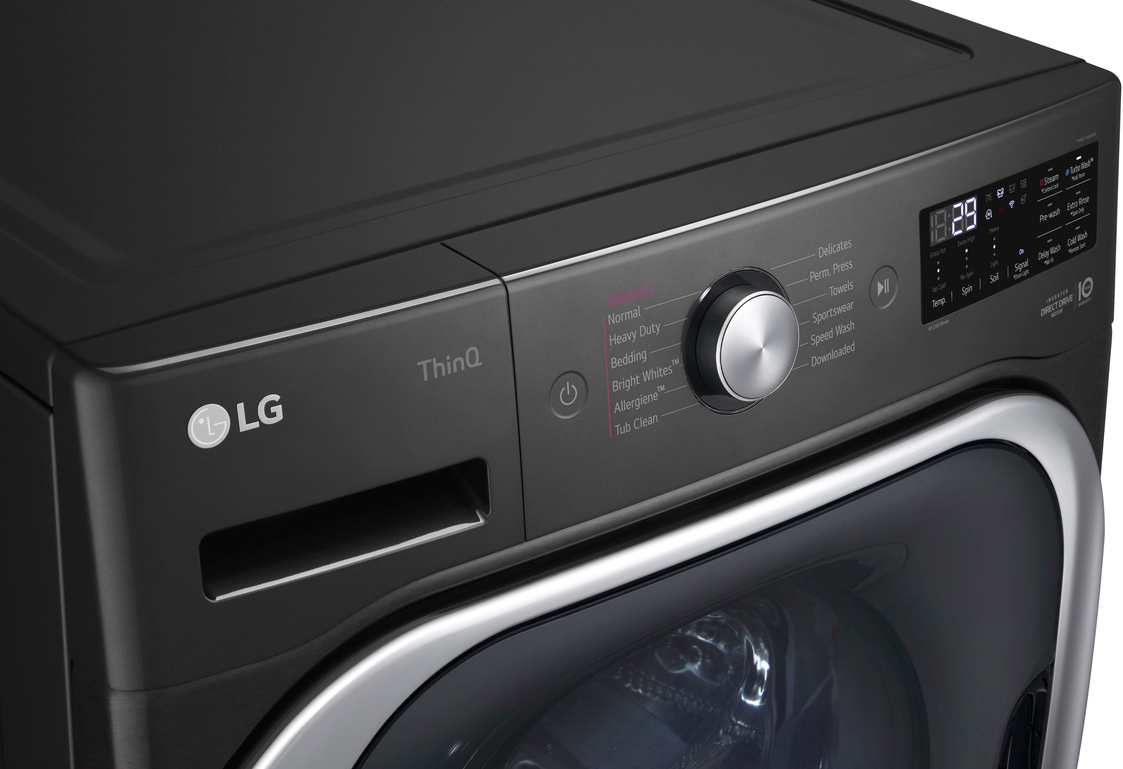 Alt View 14. LG - 5.2 Cu. Ft. High-Efficiency Stackable Smart Front Load Washer with Steam and TurboWash - Black Steel.