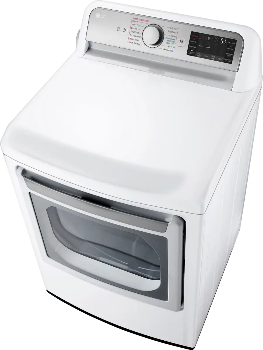 Alt View 6. LG - 7.3 Cu. Ft. Smart Gas Dryer with Steam and Sensor Dry - White.