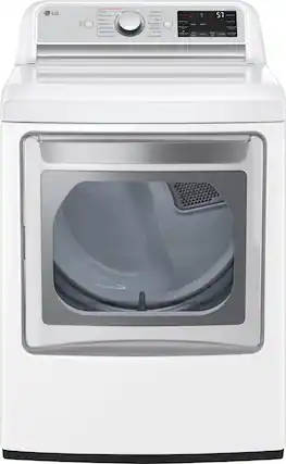 Front. LG - 7.3 Cu. Ft. Smart Electric Dryer with Steam and Sensor Dry - White.