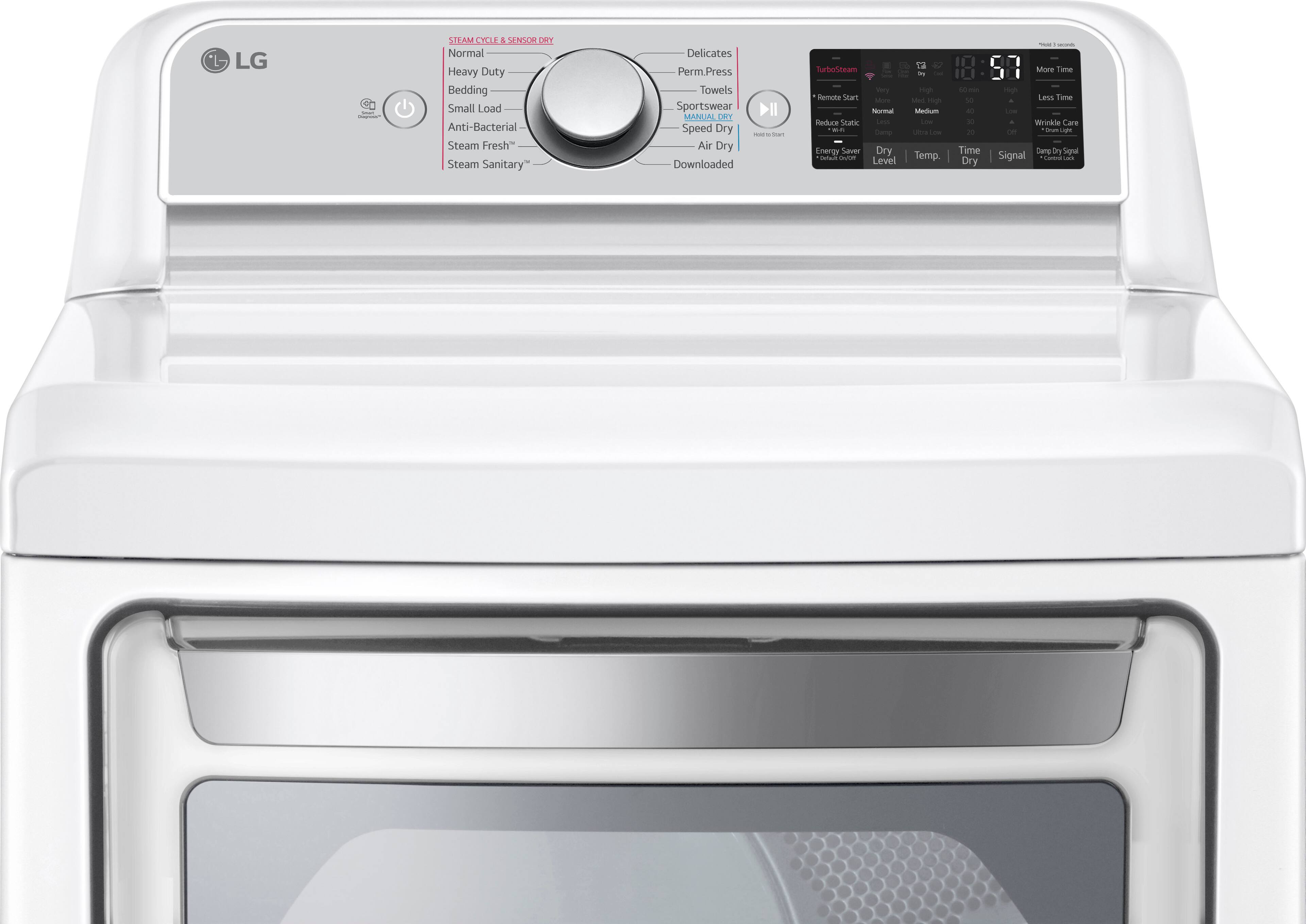 Alt View 14. LG - 7.3 Cu. Ft. Smart Electric Dryer with Steam and Sensor Dry - White.