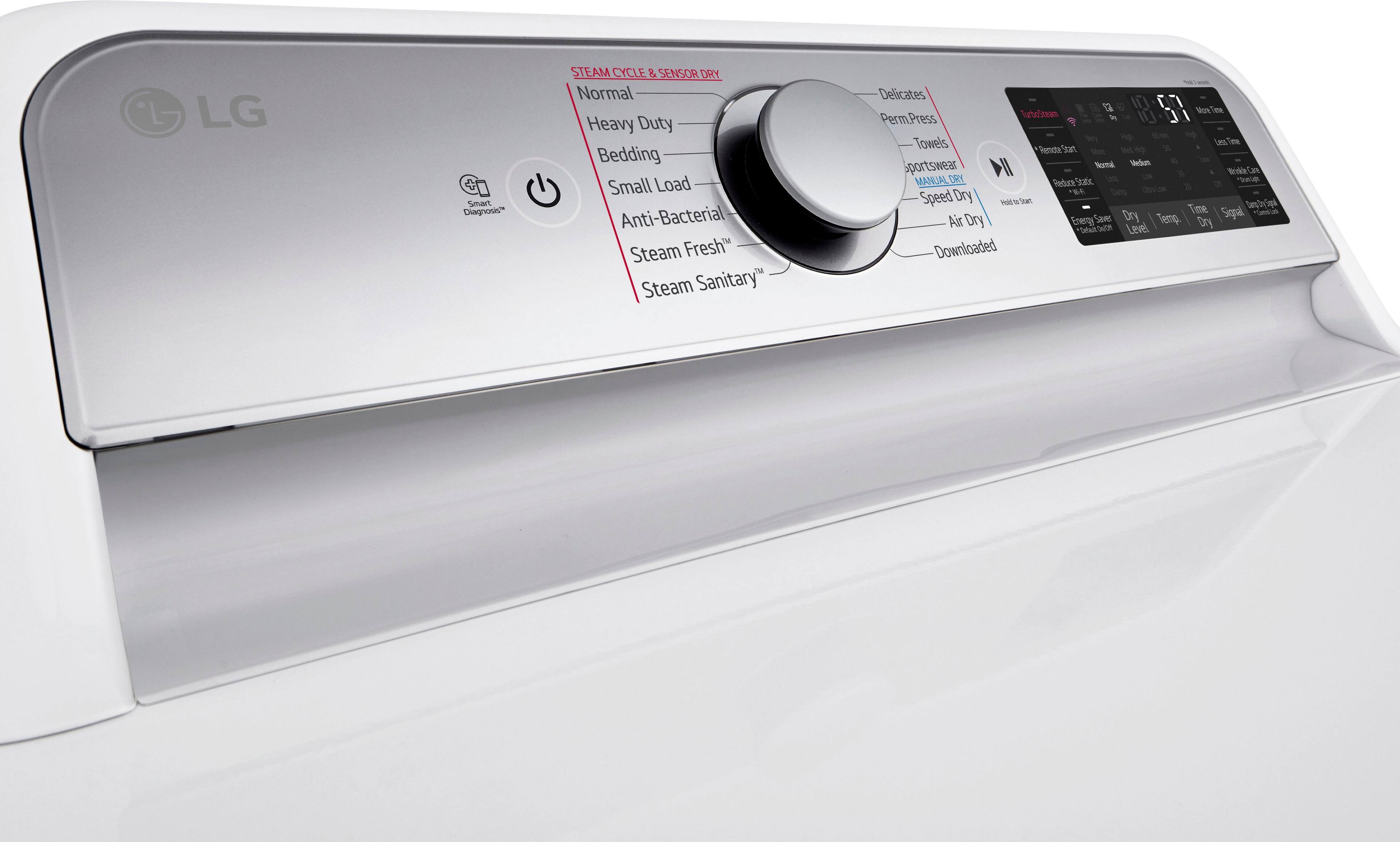 Alt View 17. LG - 7.3 Cu. Ft. Smart Electric Dryer with Steam and Sensor Dry - White.