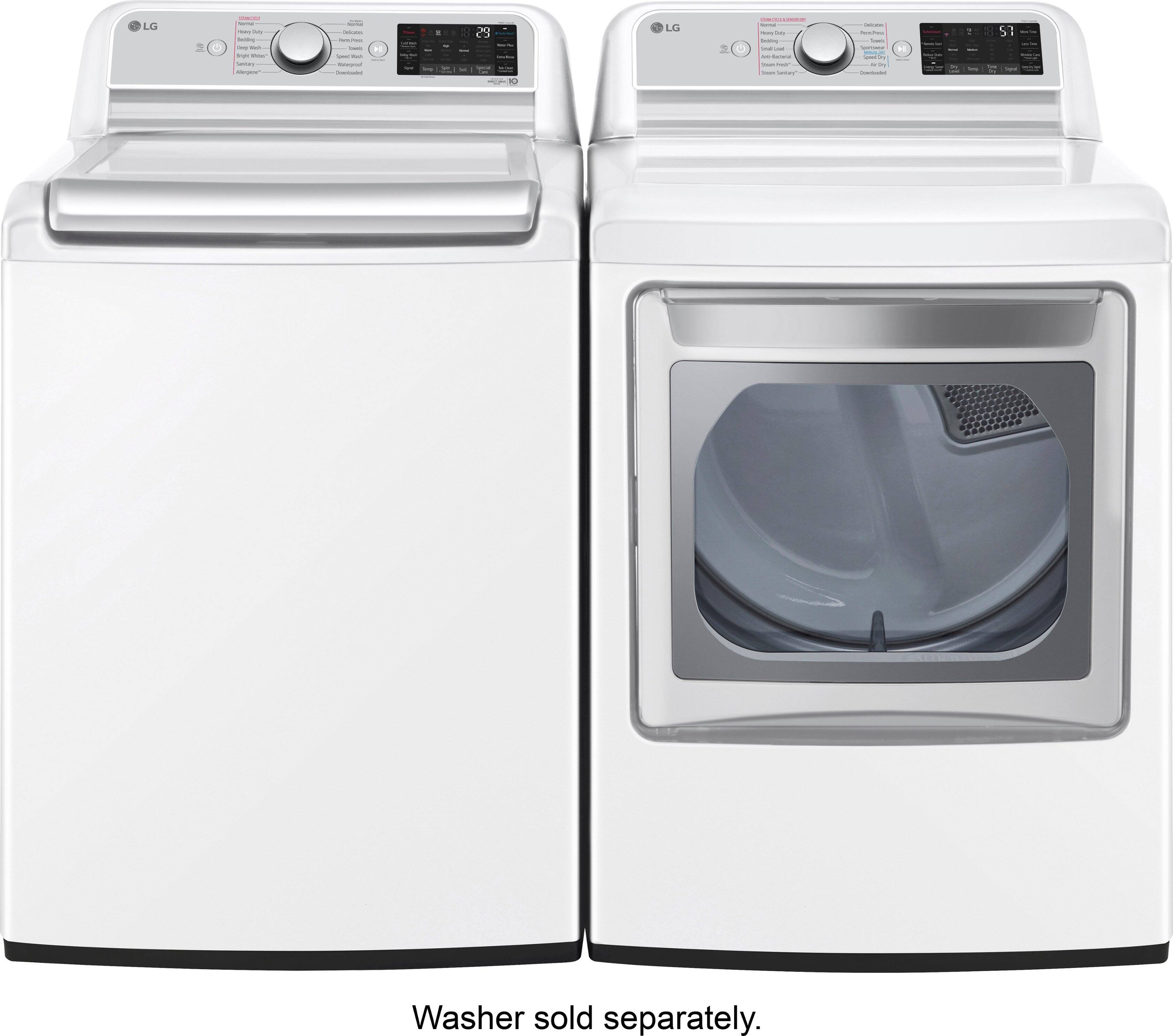 Alt View 18. LG - 7.3 Cu. Ft. Smart Electric Dryer with Steam and Sensor Dry - White.