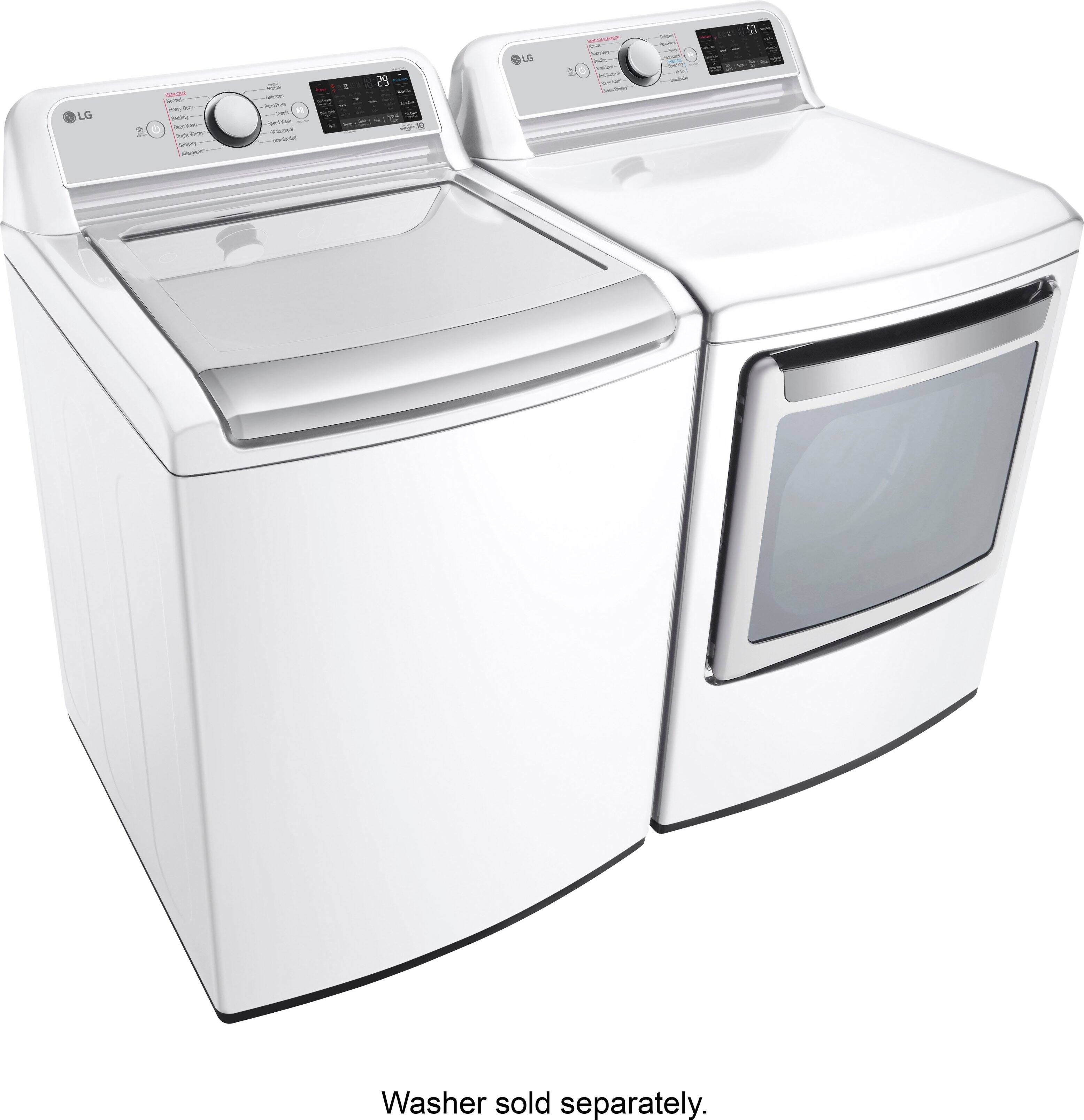 Alt View 19. LG - 7.3 Cu. Ft. Smart Electric Dryer with Steam and Sensor Dry - White.
