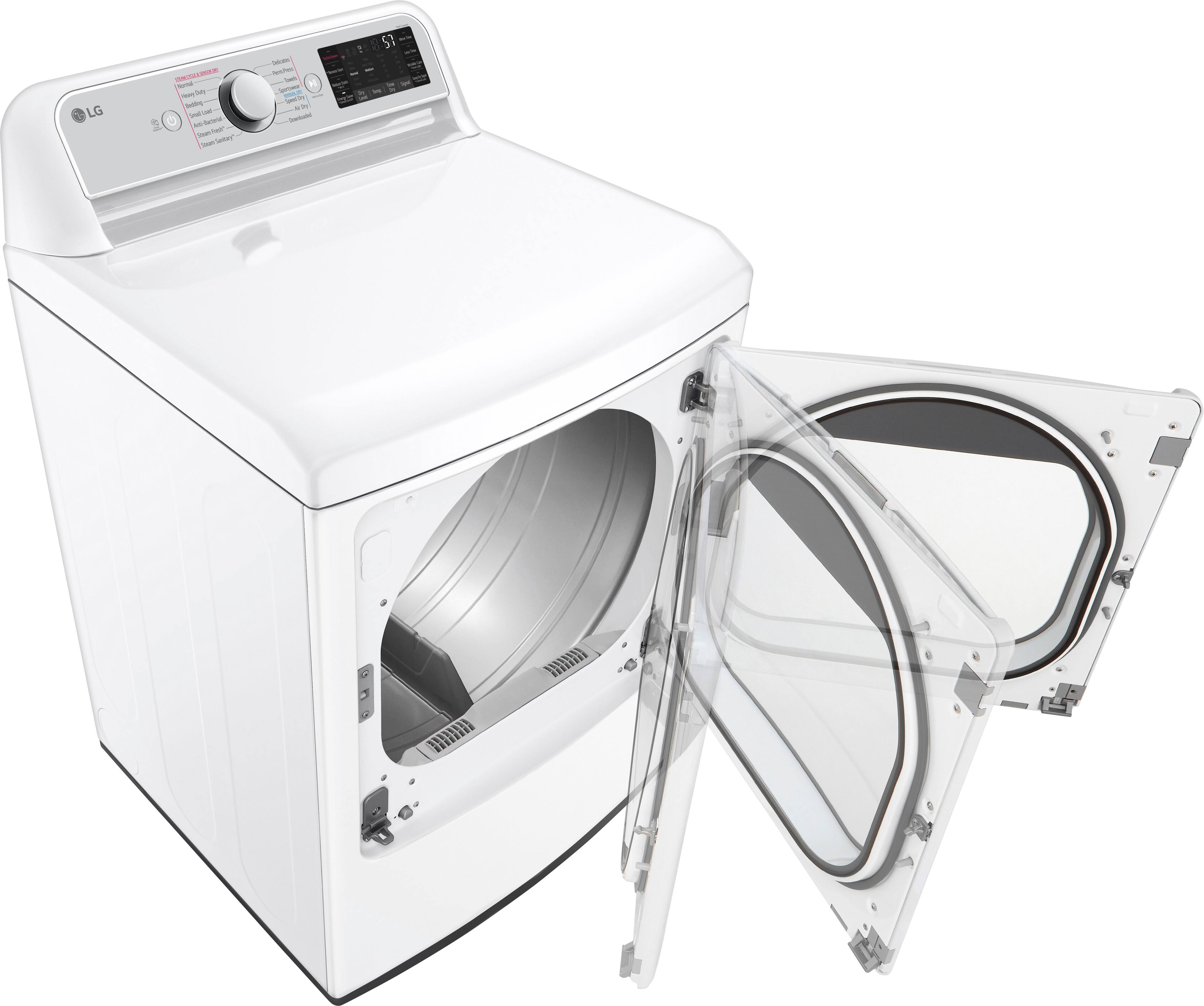 Alt View 2. LG - 7.3 Cu. Ft. Smart Electric Dryer with Steam and Sensor Dry - White.