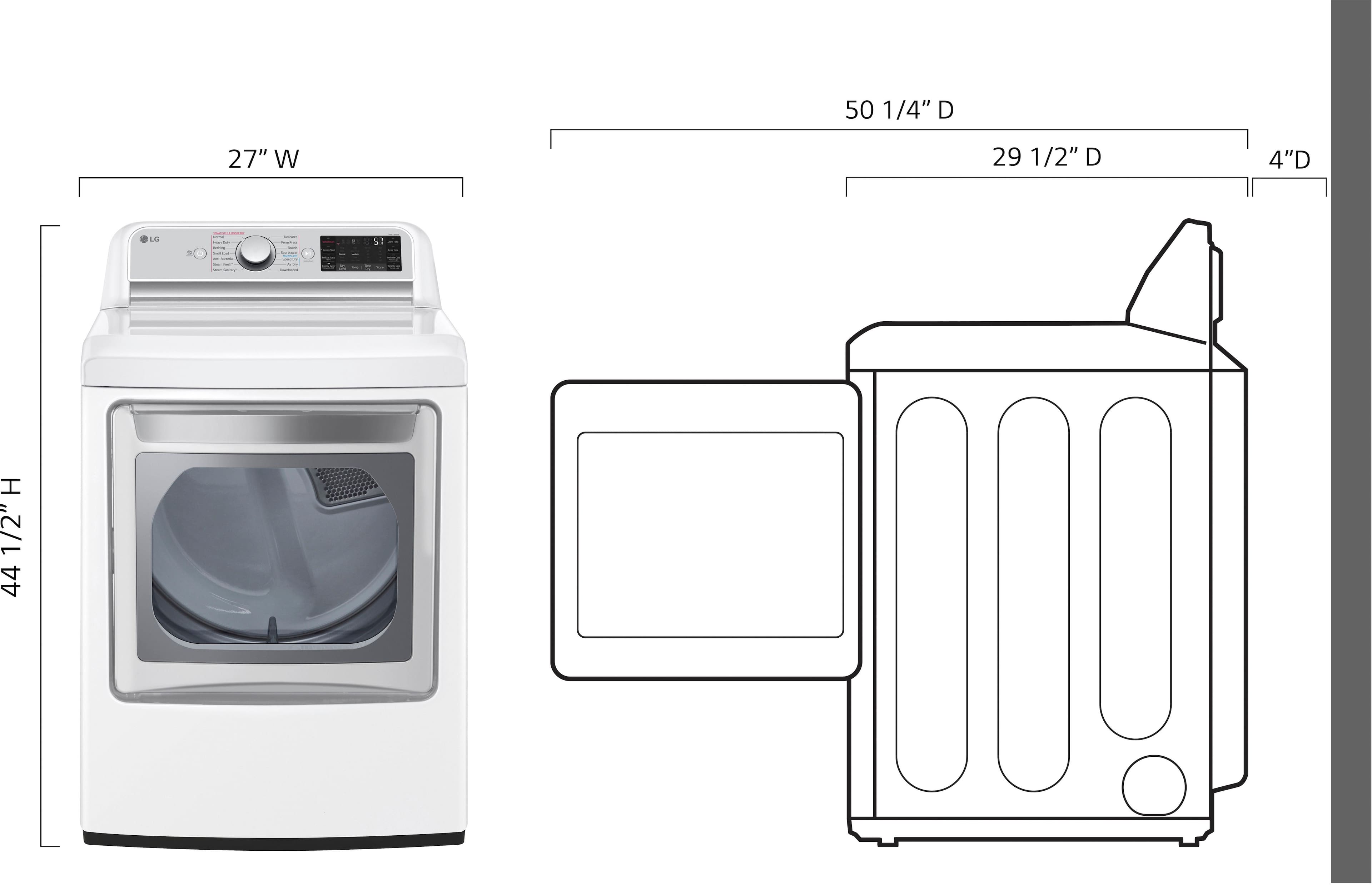 Left. LG - 7.3 Cu. Ft. Smart Electric Dryer with Steam and Sensor Dry - White.
