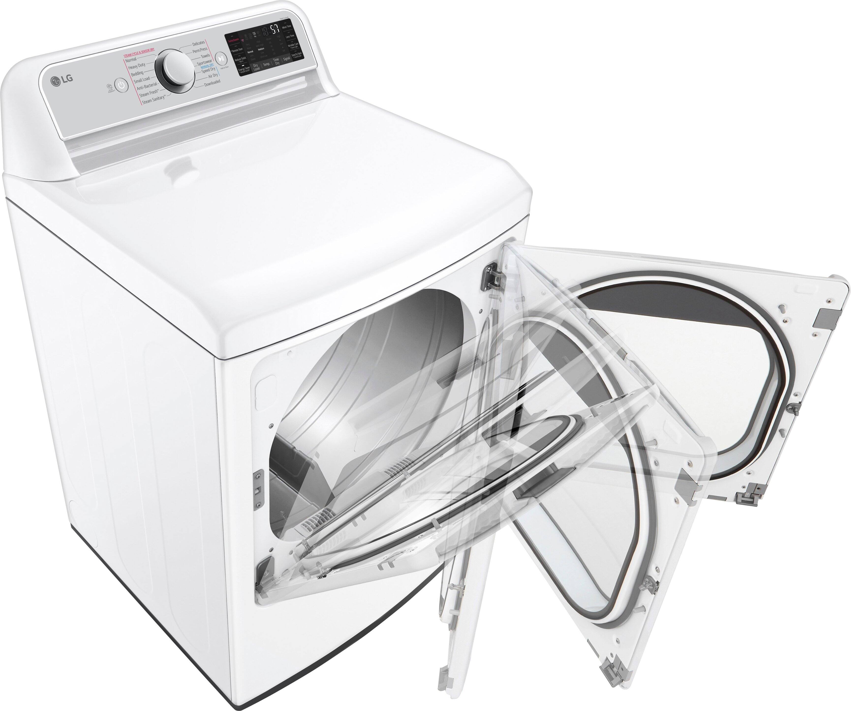 Alt View 3. LG - 7.3 Cu. Ft. Smart Electric Dryer with Steam and Sensor Dry - White.