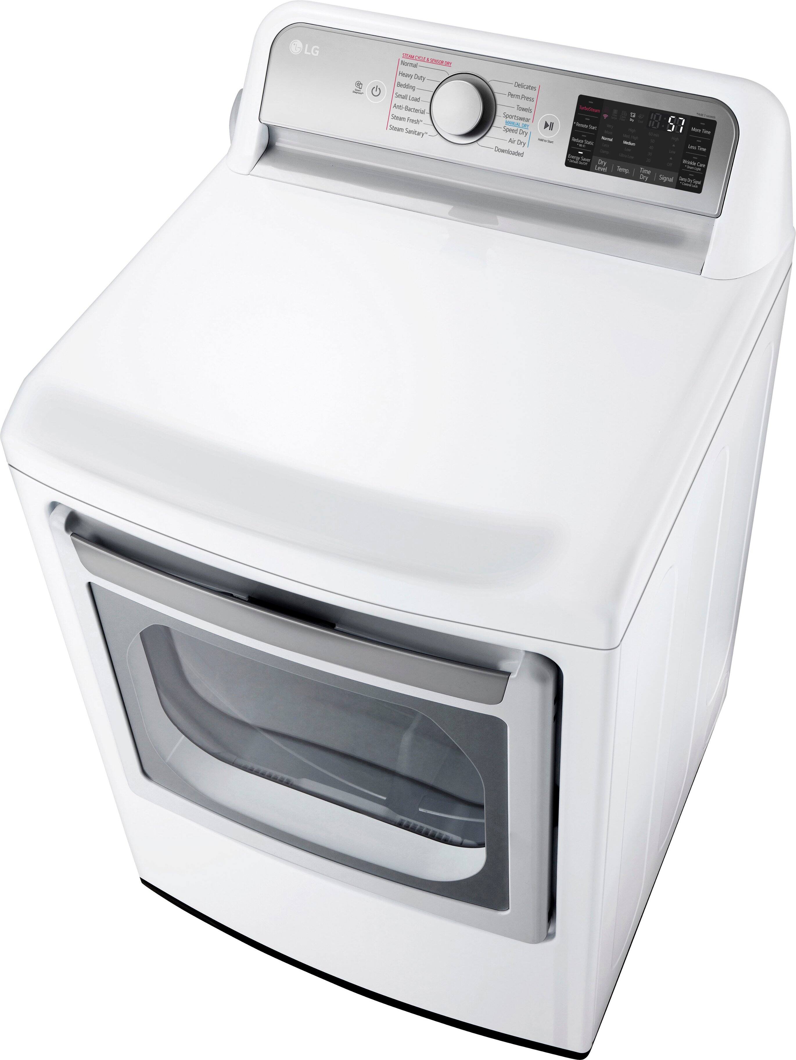 Alt View 6. LG - 7.3 Cu. Ft. Smart Electric Dryer with Steam and Sensor Dry - White.