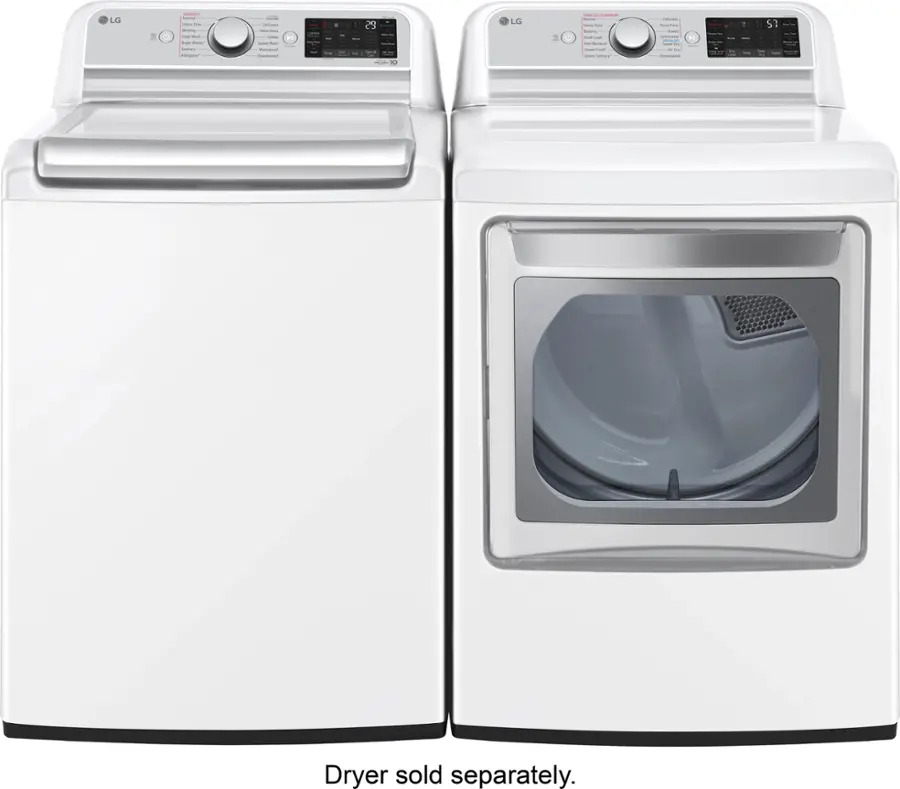 Angle. LG - 5.5 Cu. Ft. High-Efficiency Smart Top Load Washer with Steam and TurboWash3D Technology - White.