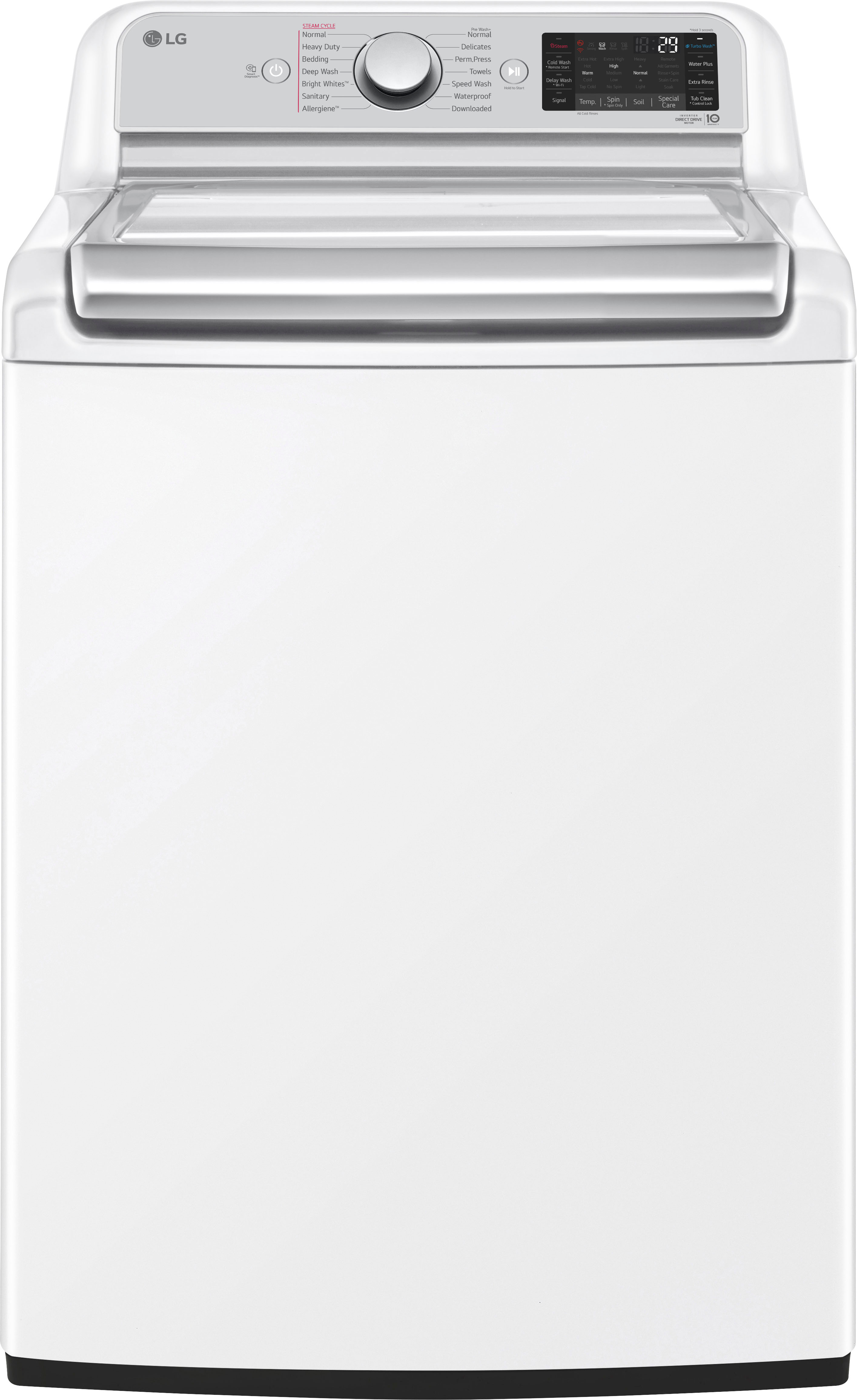 LG – 5.5 Cu. Ft. High-Efficiency Smart Top Load Washer with Steam and TurboWash3D Technology – White