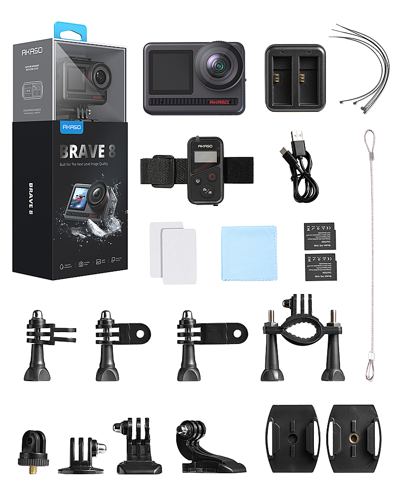 Back View: AKASO - Brave 8 4K 60FPS Waterproof Action Camera with Remote