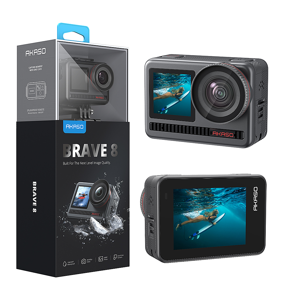 Left View: AKASO - Brave 8 4K 60FPS Waterproof Action Camera with Remote