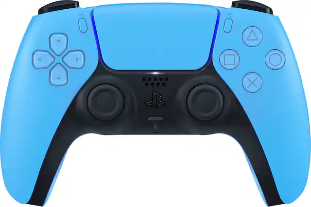 Front. Sony - PlayStation 5 - DualSense Wireless Controller - Starlight Blue.