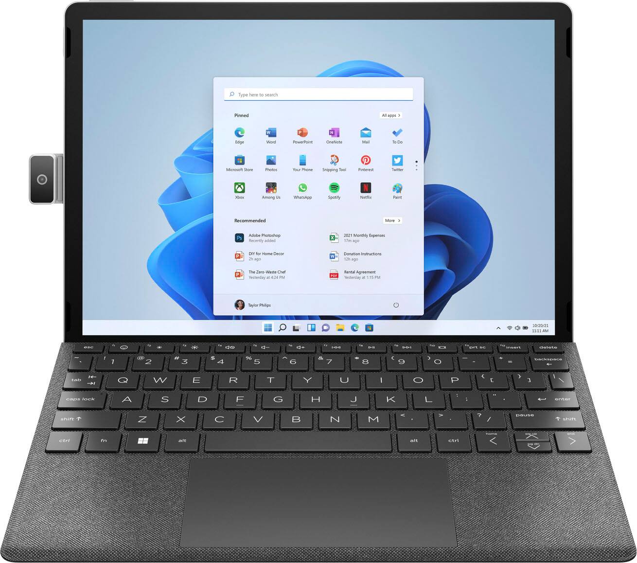 Front. HP - 11" Tablet - Intel Pentium - 4GB Memory - 128GB SSD with keyboard.