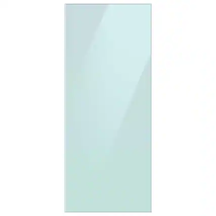 Front. Samsung - Bespoke 3-Door French Door Refrigerator panel - Top Panel - Morning Blue Glass.